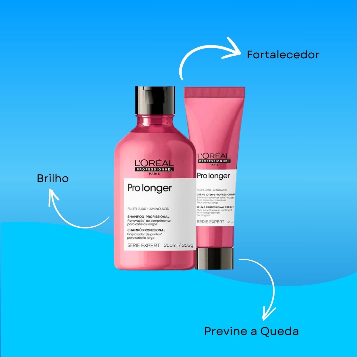 Kit Loreal Pro Longer Shampoo 300 ml e Leave-in 150 ml