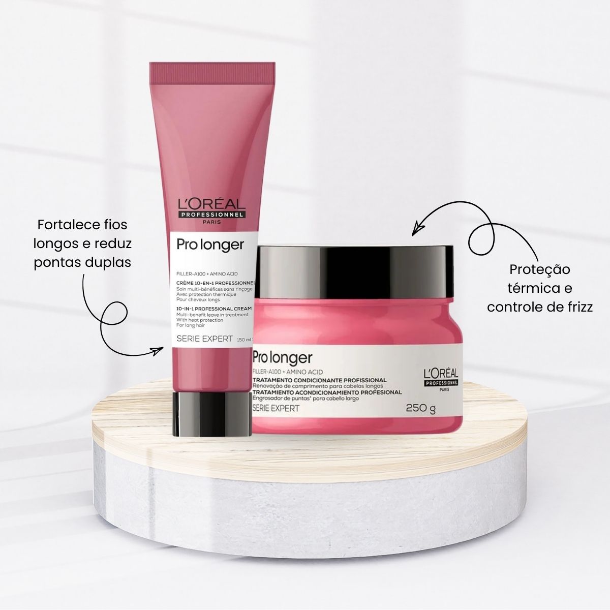 Kit Loreal Serie Expert Pro Longer Máscara 250 g e Leave-in 150 ml
