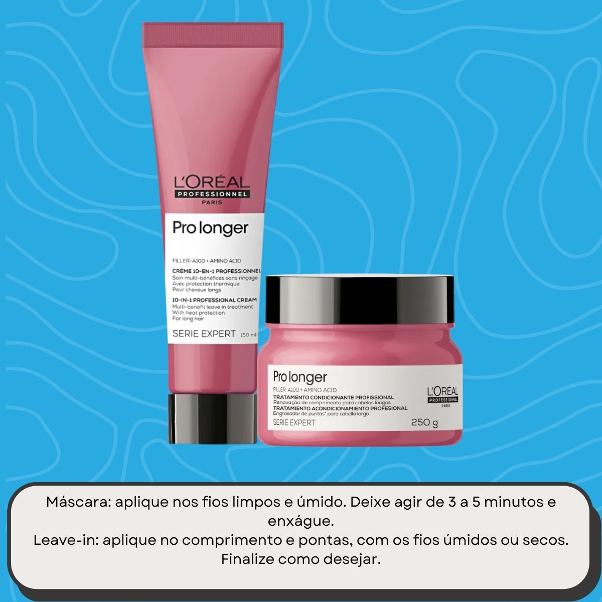 Kit Loreal Serie Expert Pro Longer Máscara 250 g e Leave-in 150 ml