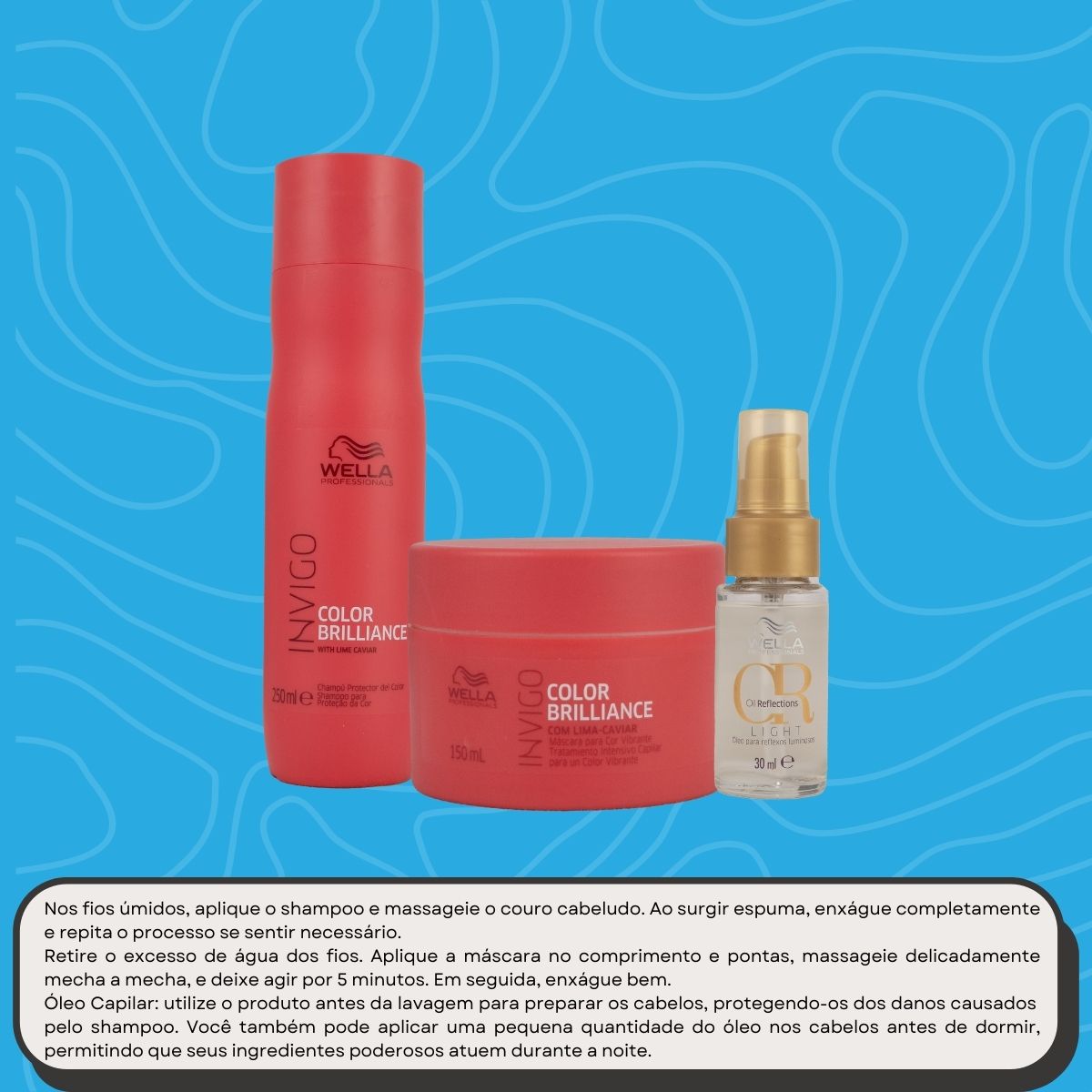 Kit Wella Invigo Color Brilliance e Oil Reflections light 30 ml (3 Produtos)