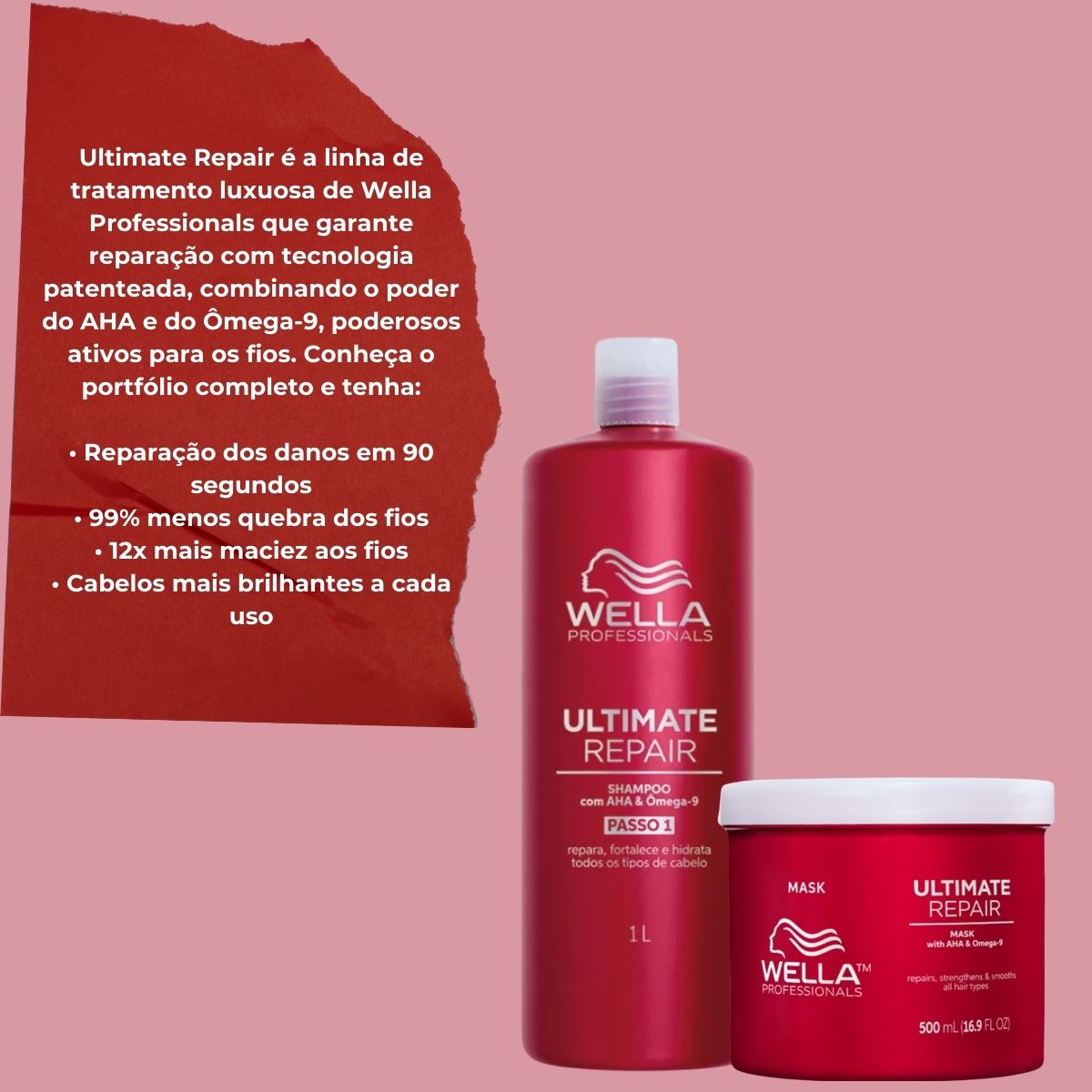 Kit Wella Ultimate Repair Shampoo 1 Litro e Máscara 500 ml