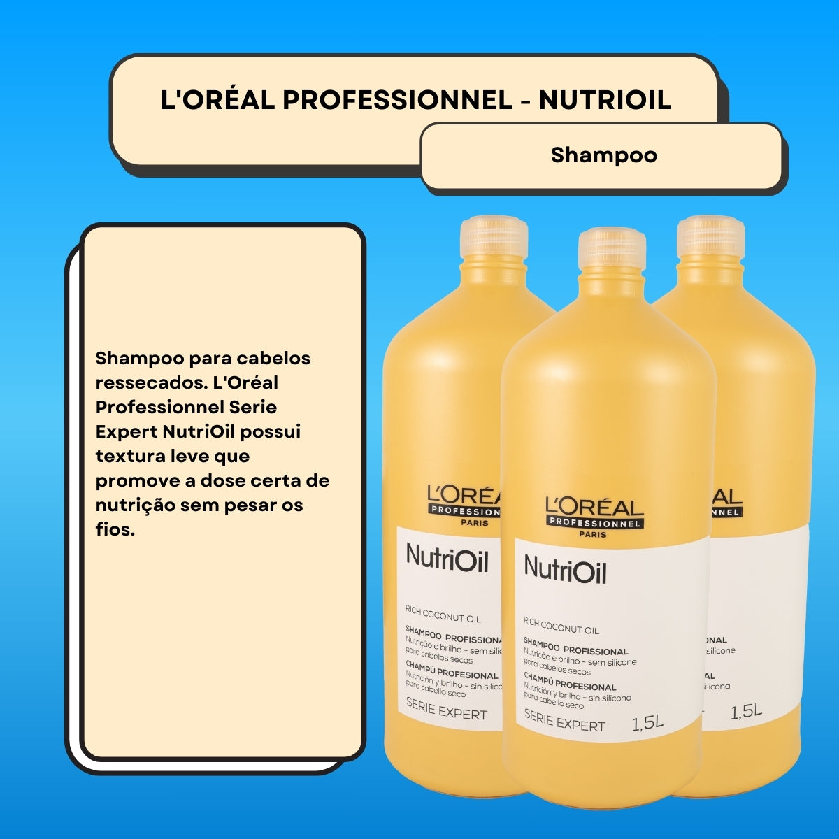 Kit Loreal NutriOil 3 Shampoo 1,5L