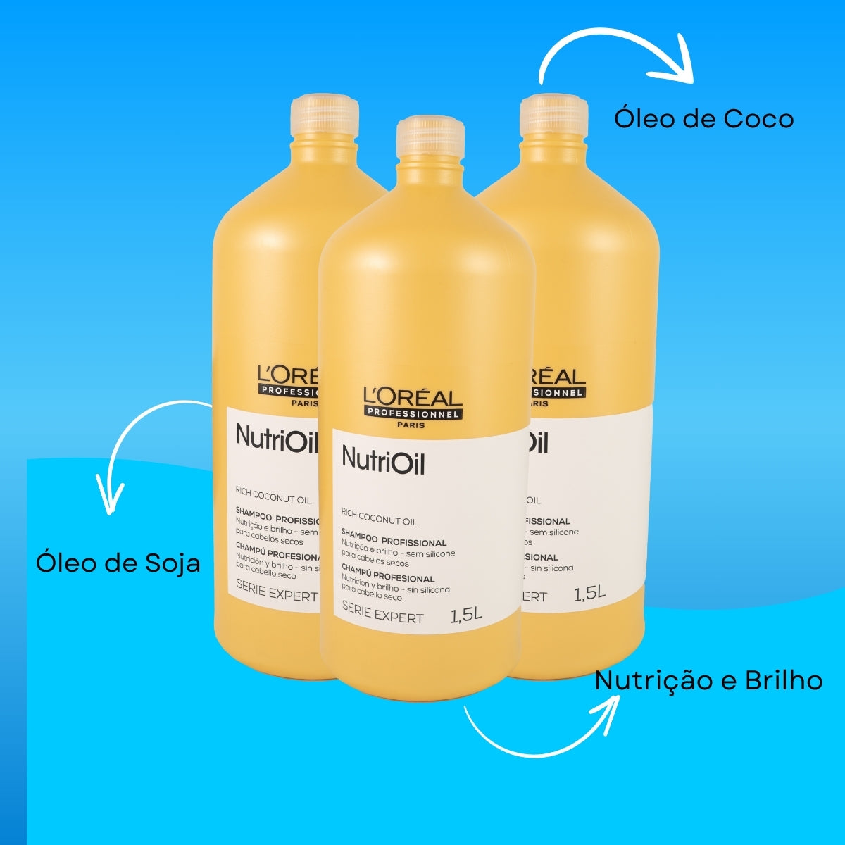 Kit Loreal NutriOil 3 Shampoo 1,5L