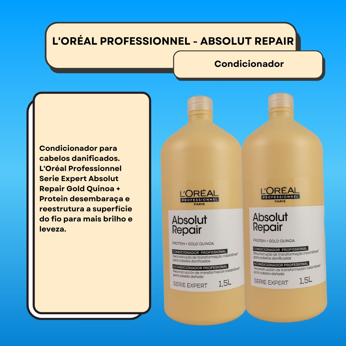 Kit Loreal Absolut Gold 2 Condicionador 1,5L