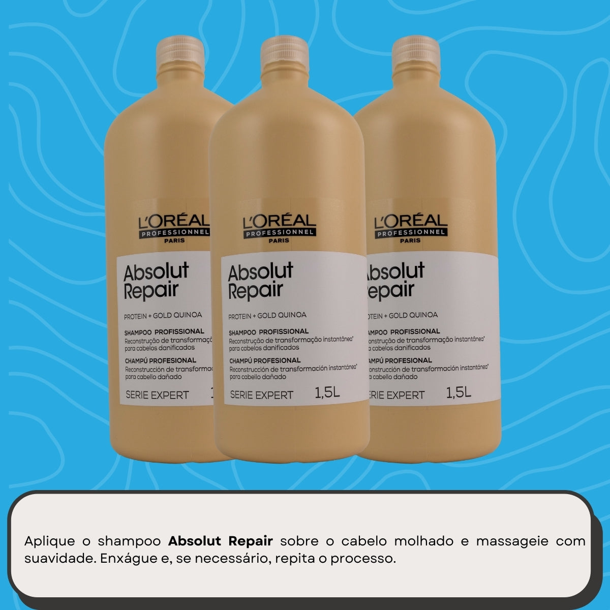 Kit Loreal Absolut Repair Gold Quinoa 3 Shampoo 1,5L