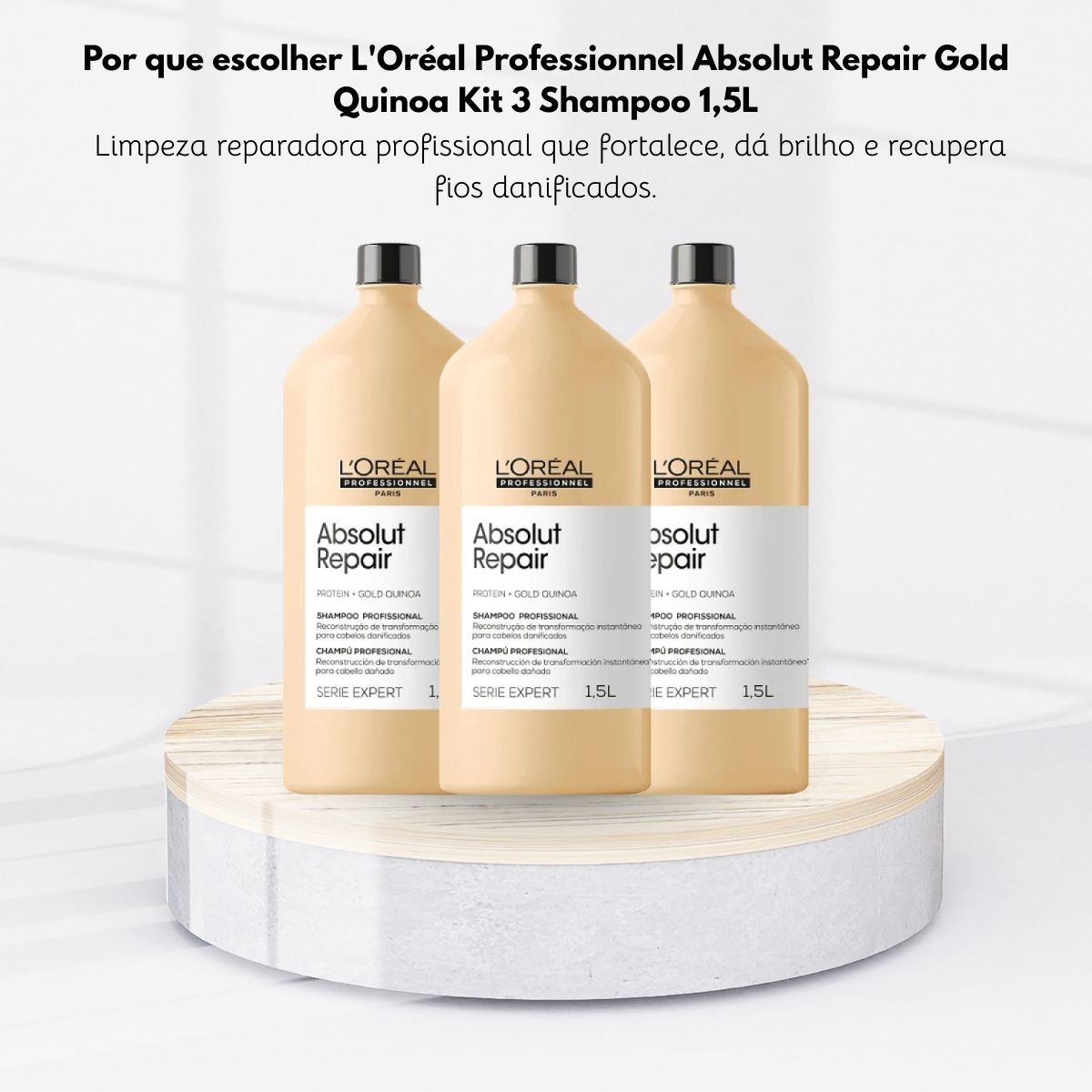 Kit Loreal Absolut Repair Gold Quinoa 3 Shampoo 1,5L