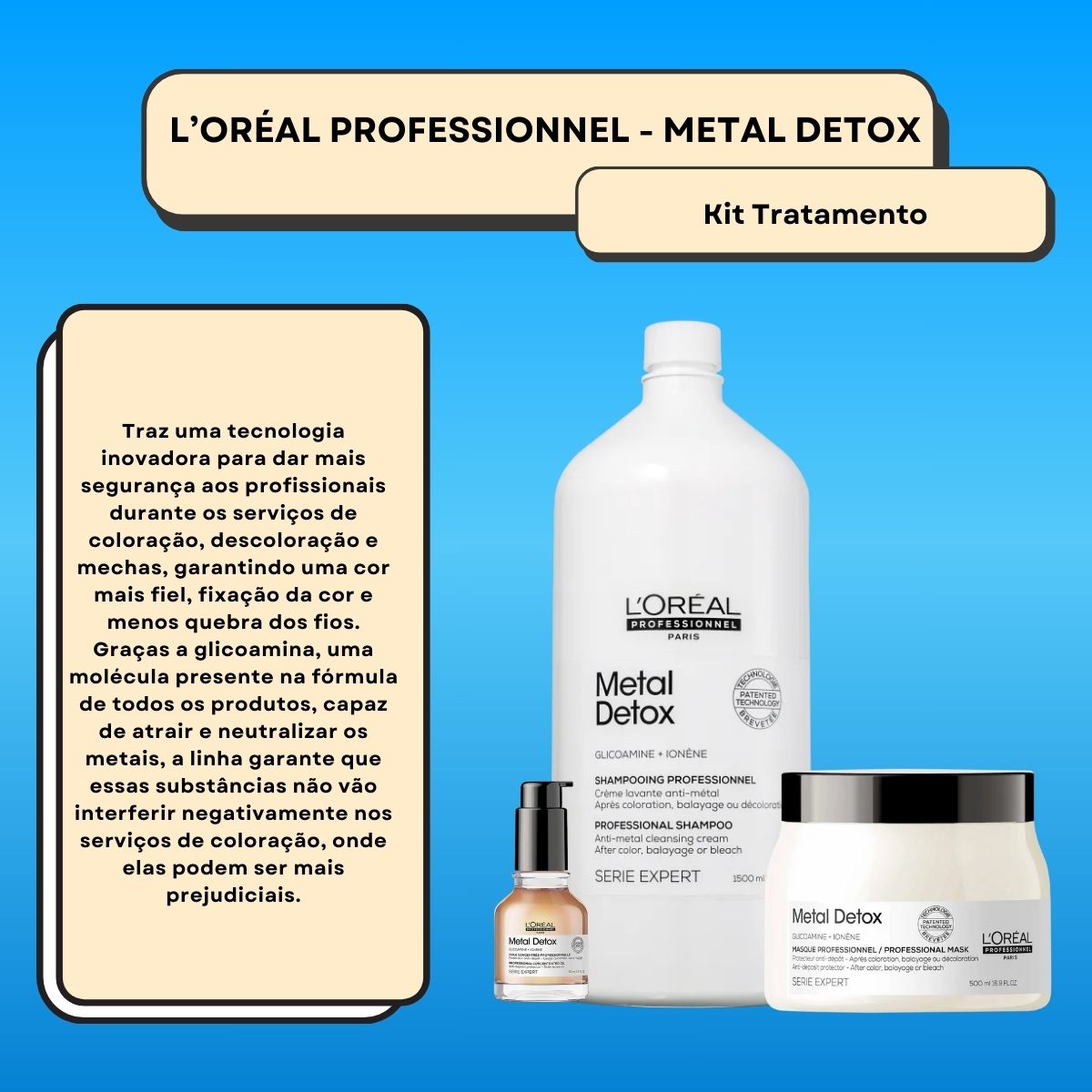 Kit Loreal Metal Detox e Oleo Capilar Salão (3 Produtos)