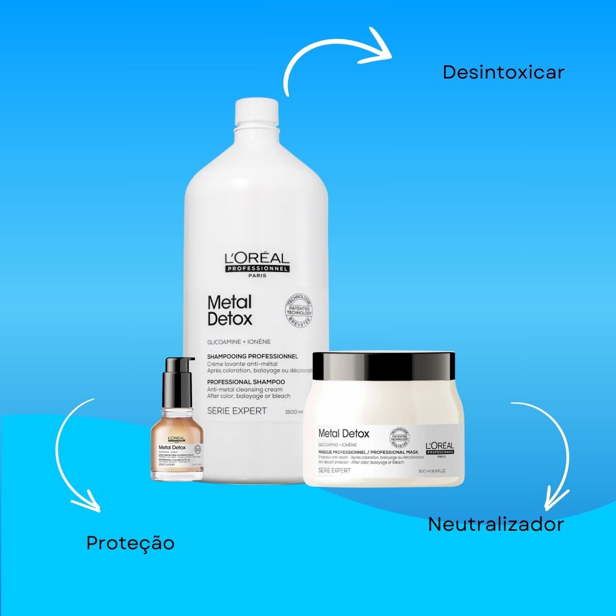 Kit Loreal Metal Detox e Oleo Capilar Salão (3 Produtos)