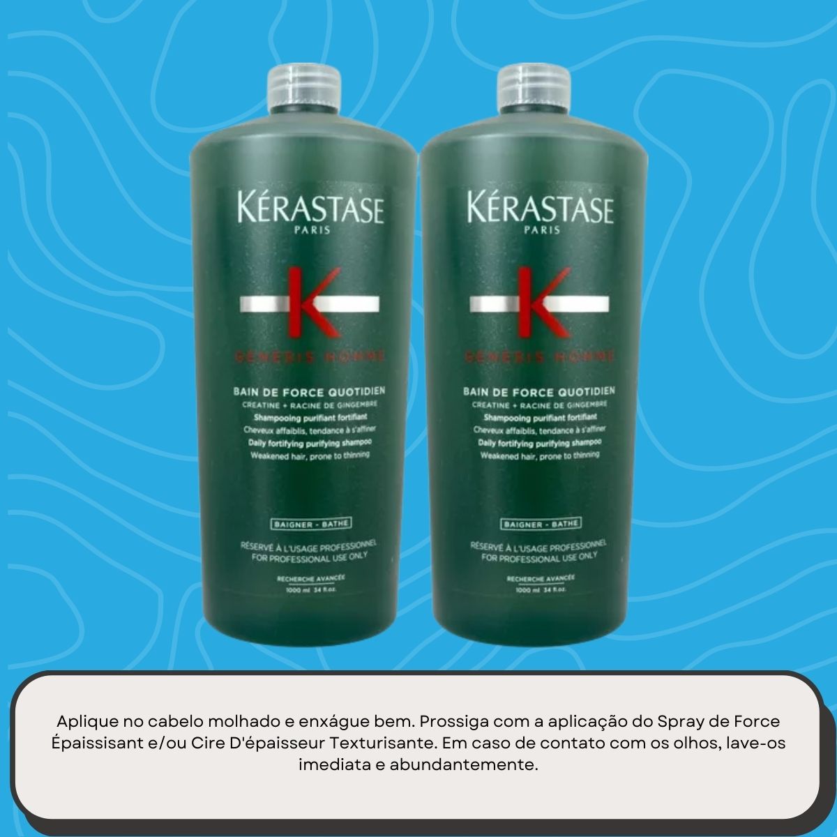 Kit Kérastase Genesis Homme Bain Force 2 Shampoo 1 Litro