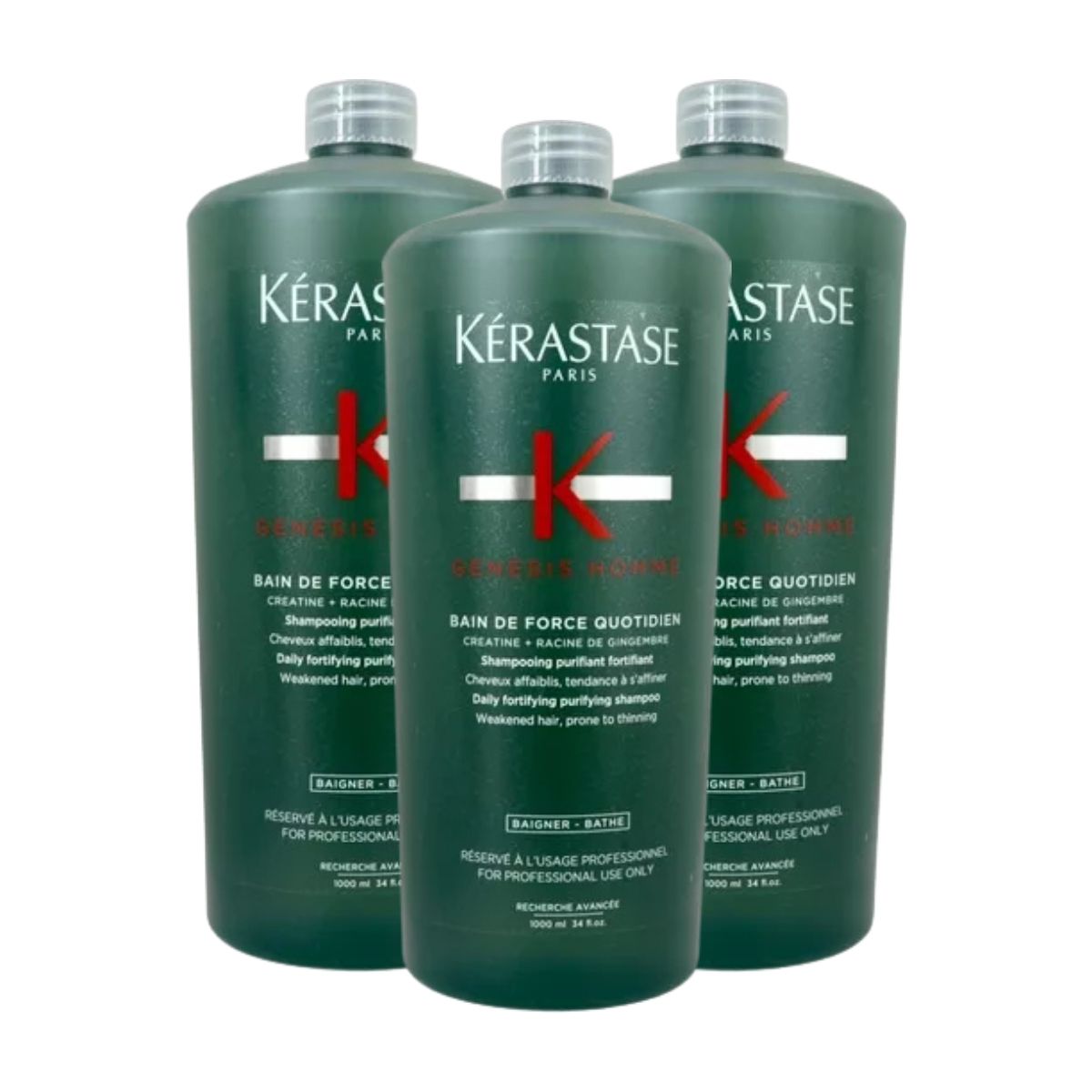 Kit Kérastase Genesis Homme Bain Force 3 Shampoo 1 Litro