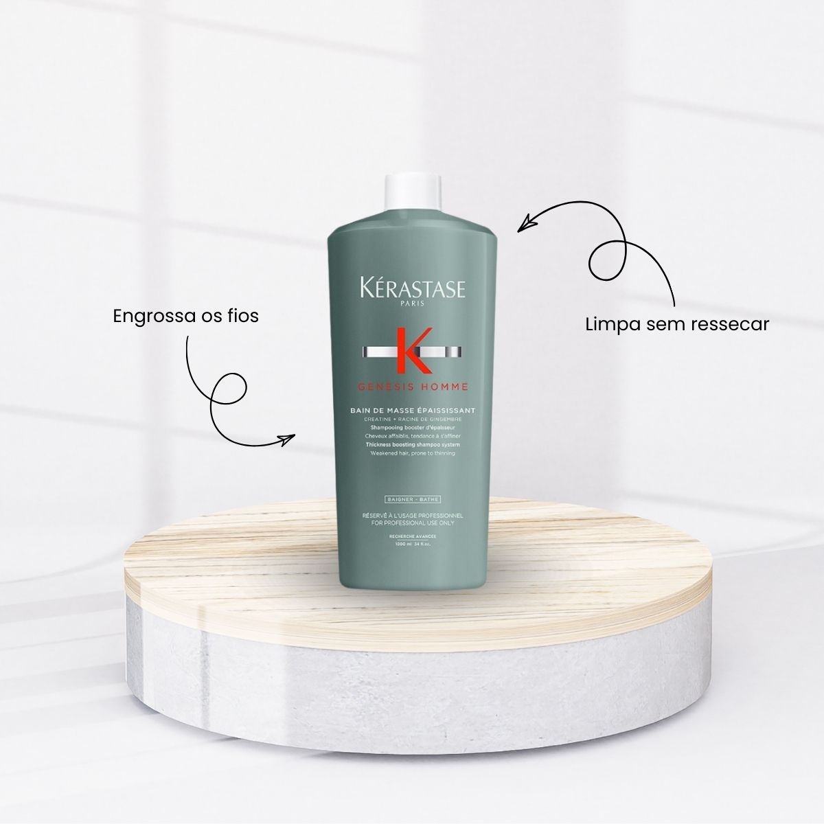 Kit Kérastase Genesis Homme Bain Masse 2 Shampoo 1 Litro
