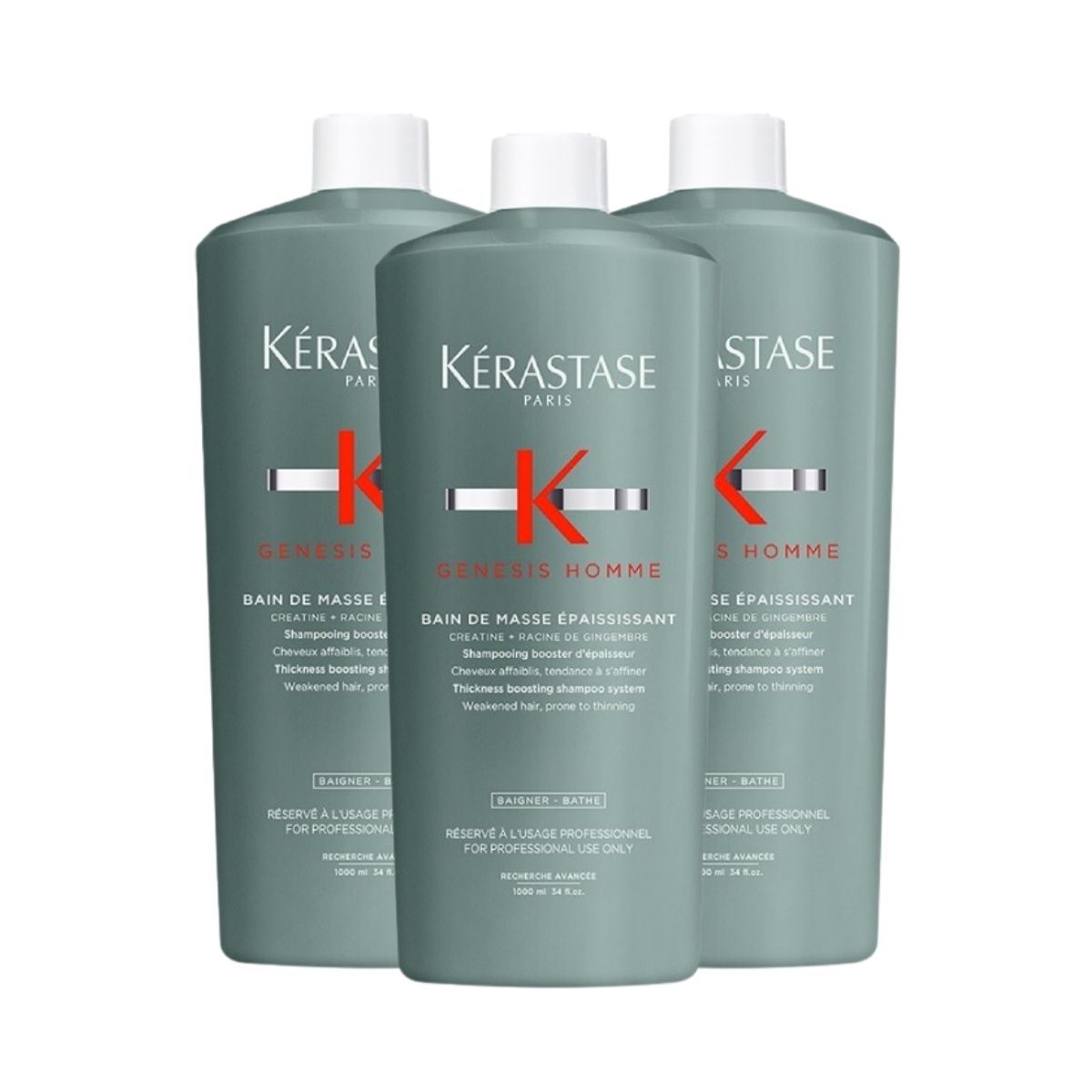 Kit Kérastase Genesis Homme Bain Masse 3 Shampoo 1 Litro