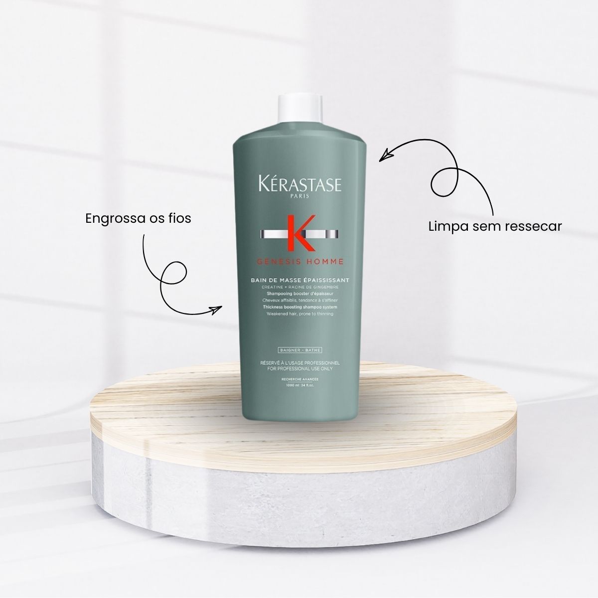 Kit Kérastase Genesis Homme Bain Masse 3 Shampoo 1 Litro