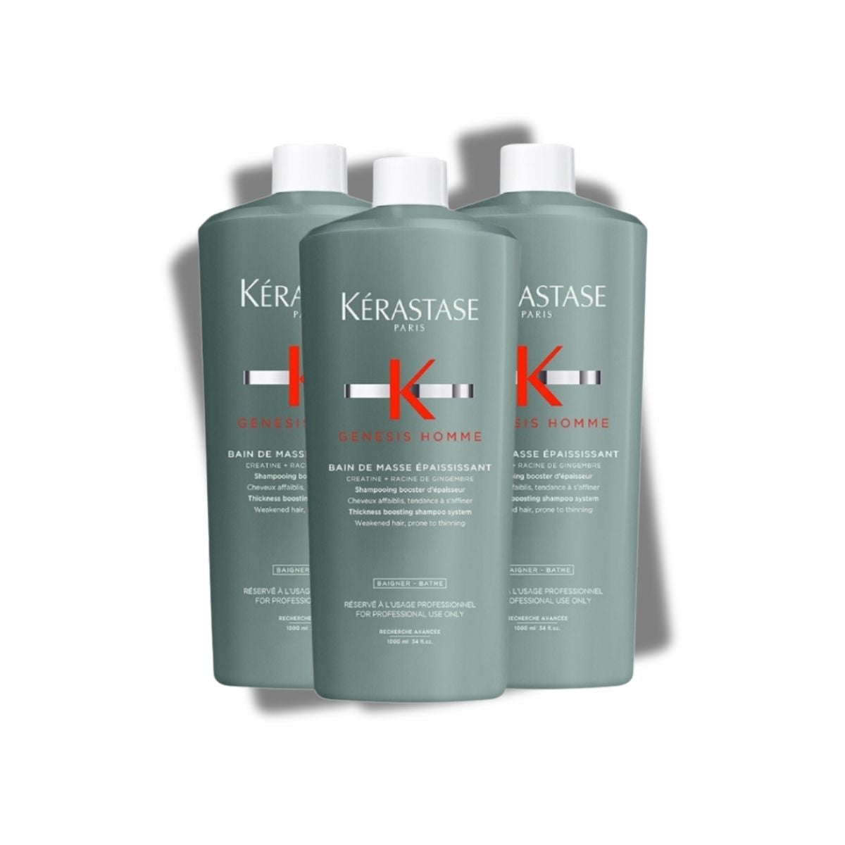 Kit Kérastase Genesis Homme Bain Masse 3 Shampoo 1 Litro