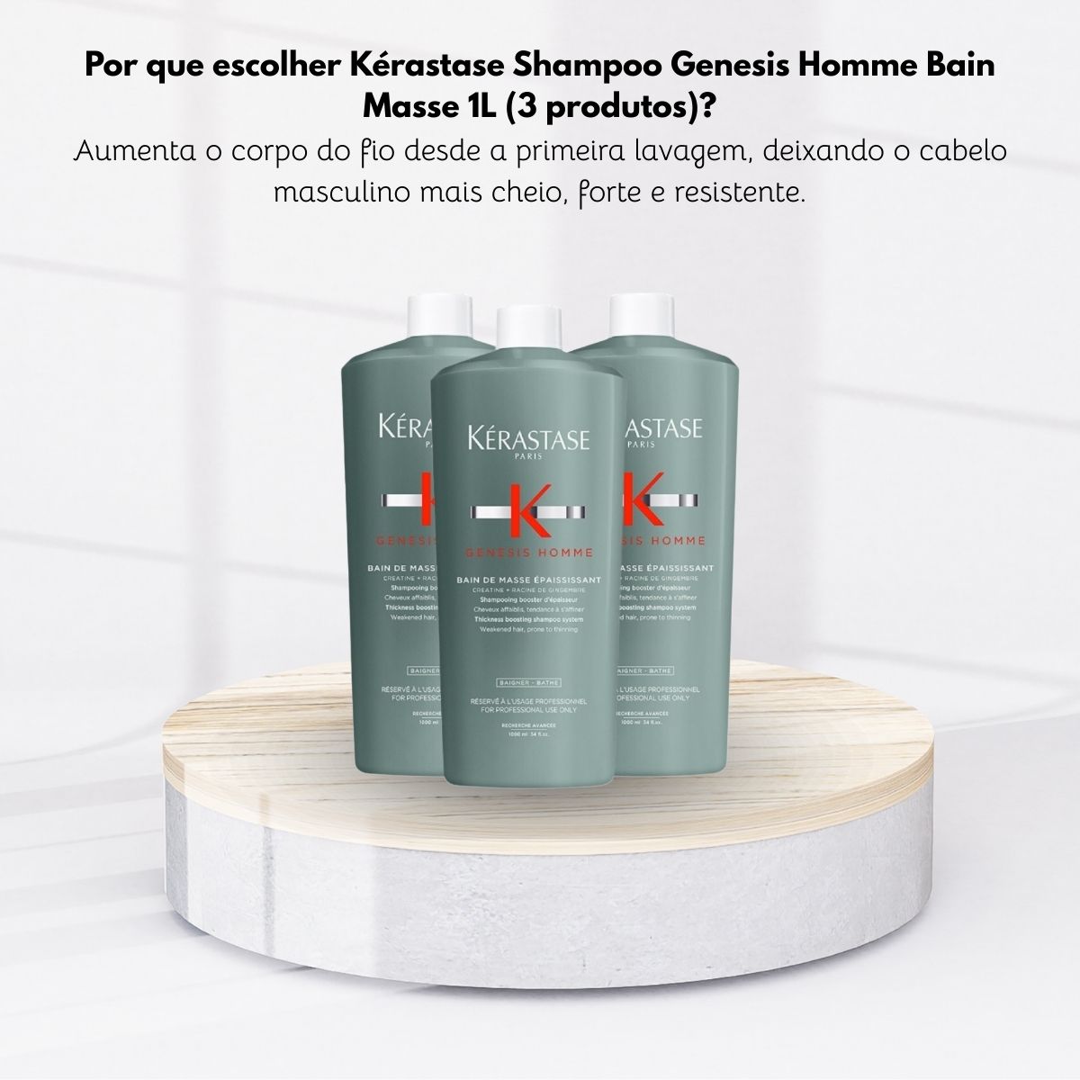 Kit Kérastase Genesis Homme Bain Masse 3 Shampoo 1 Litro