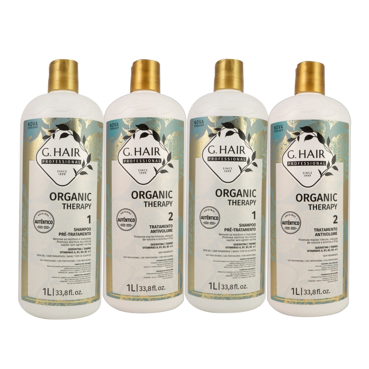 Kit G.Hair Organic Therapy 2 Tratamento Progressiva Antivolume 1 Litro