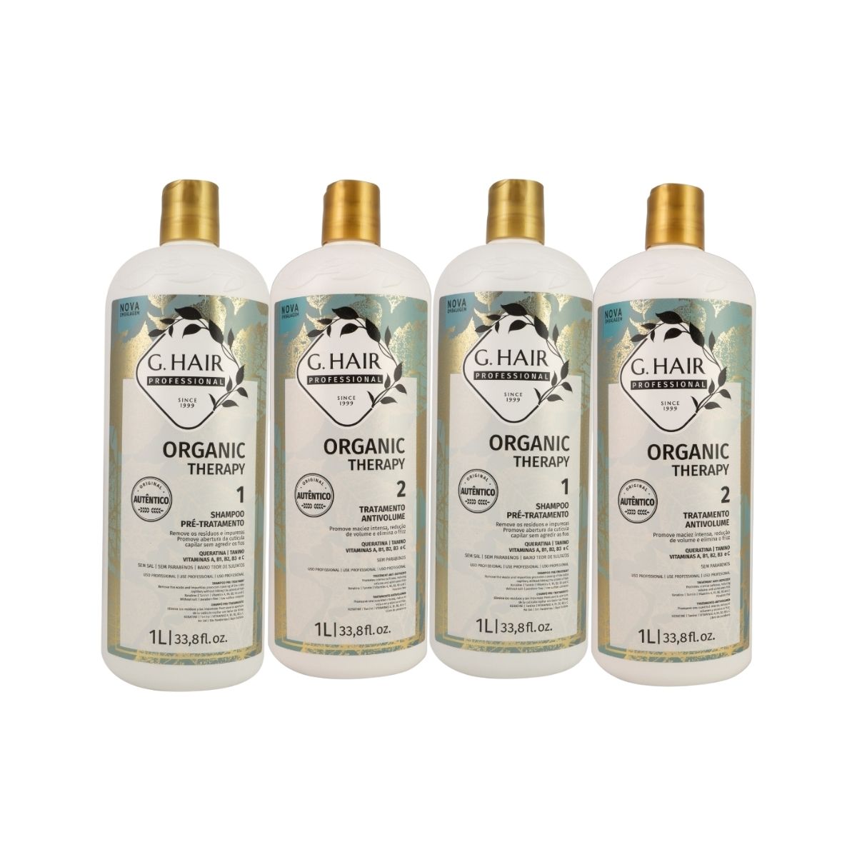 Kit G.Hair Organic Therapy 2 Tratamento Progressiva Antivolume 1 Litro