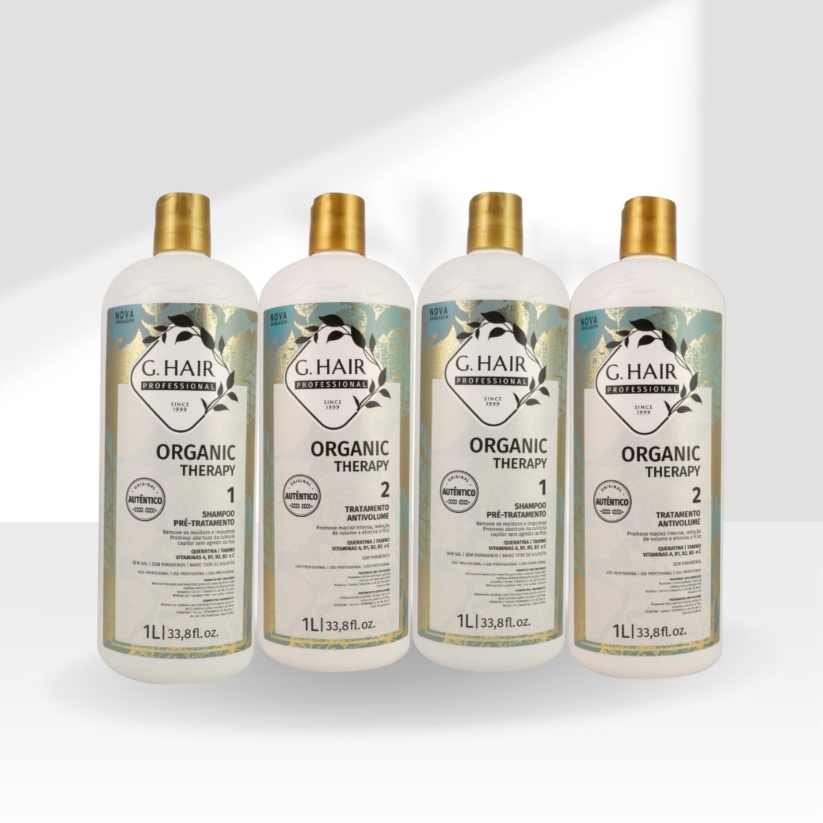 Kit G.Hair Organic Therapy 2 Tratamento Progressiva Antivolume 1 Litro