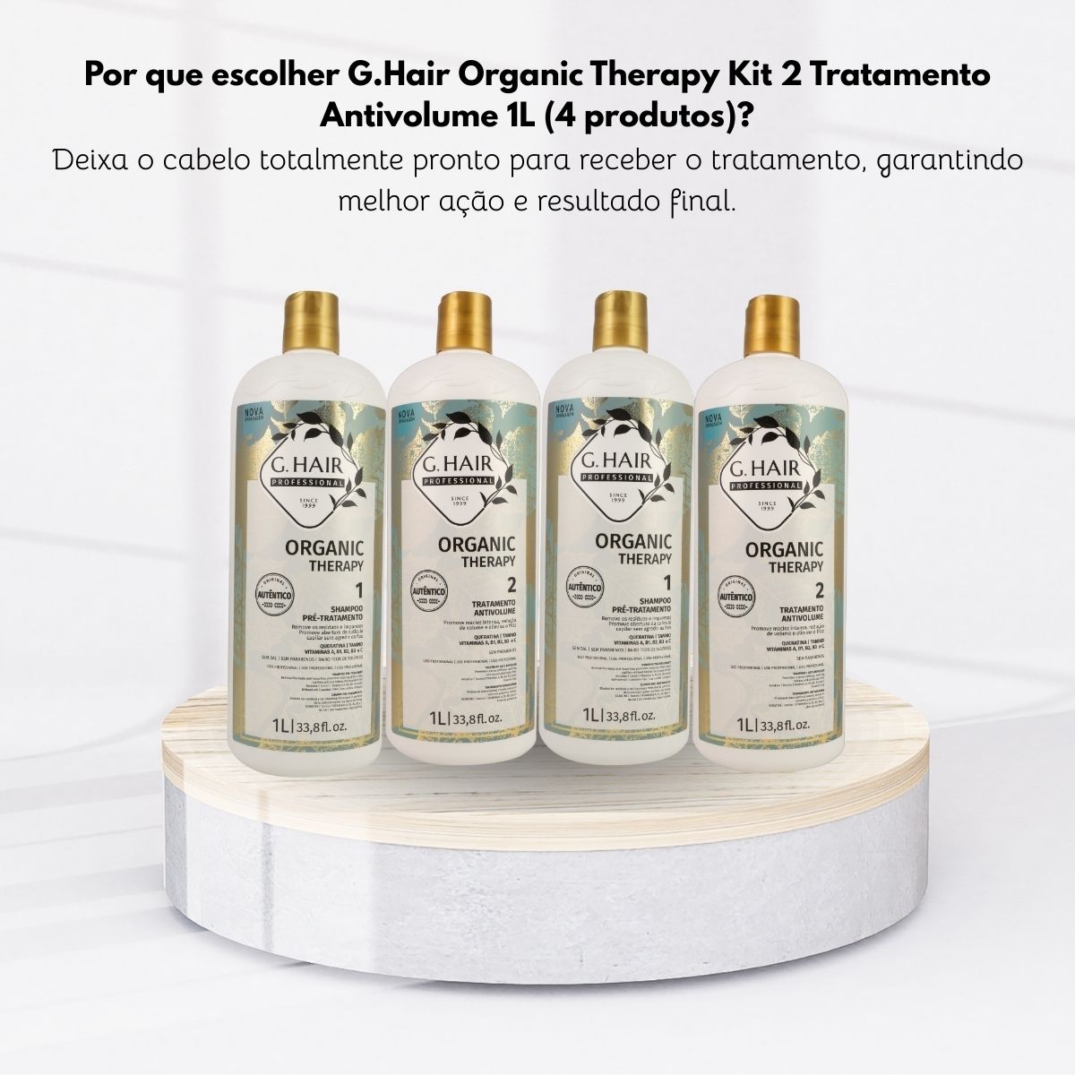 Kit G.Hair Organic Therapy 2 Tratamento Progressiva Antivolume 1 Litro