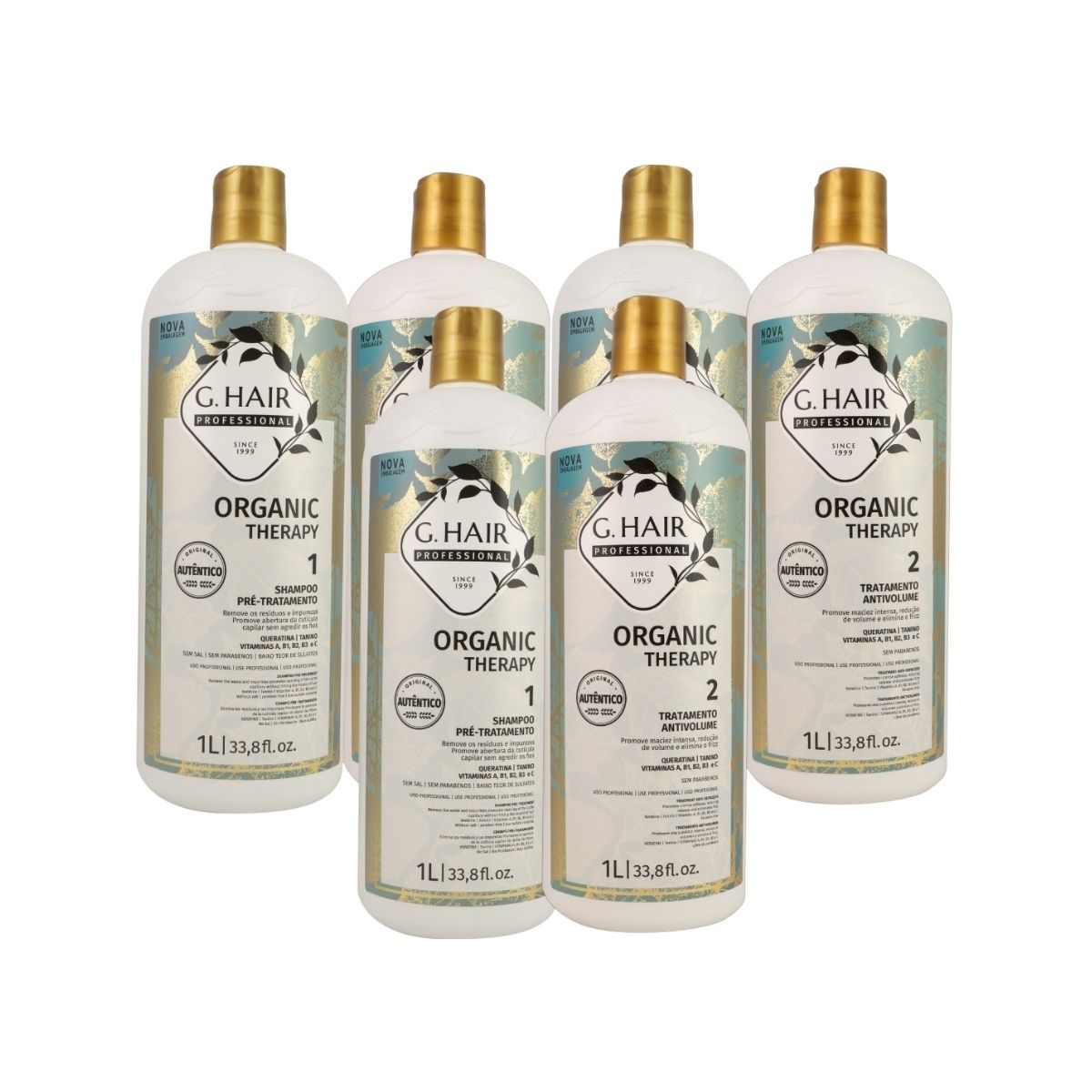 Kit G.Hair Organic Therapy 3 Tratamento Progressiva Antivolume 1 Litro