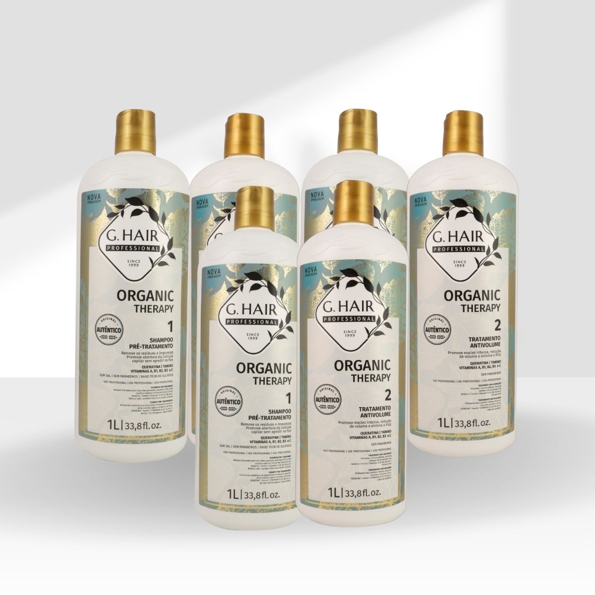 Kit G.Hair Organic Therapy 3 Tratamento Progressiva Antivolume 1 Litro