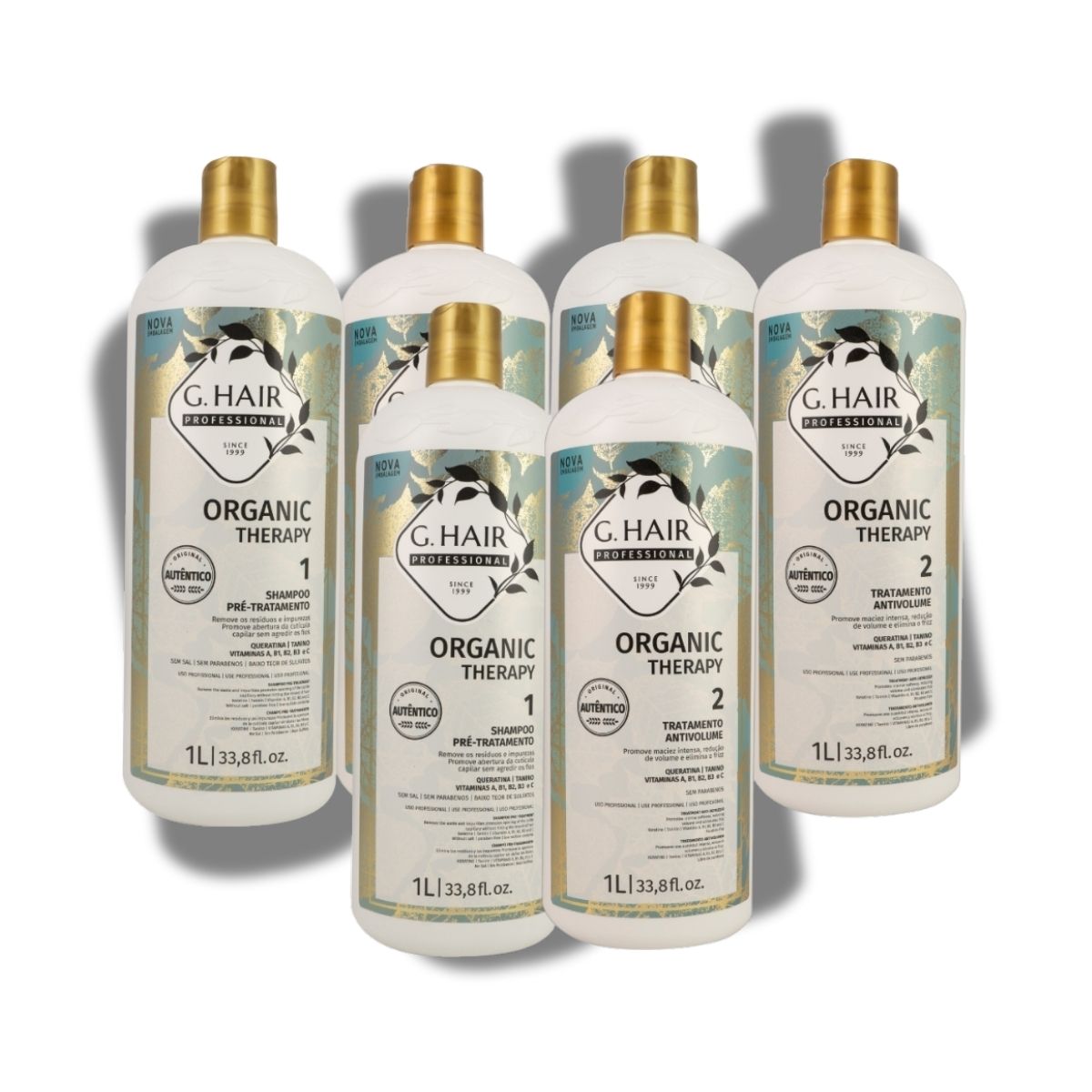 Kit G.Hair Organic Therapy 3 Tratamento Progressiva Antivolume 1 Litro