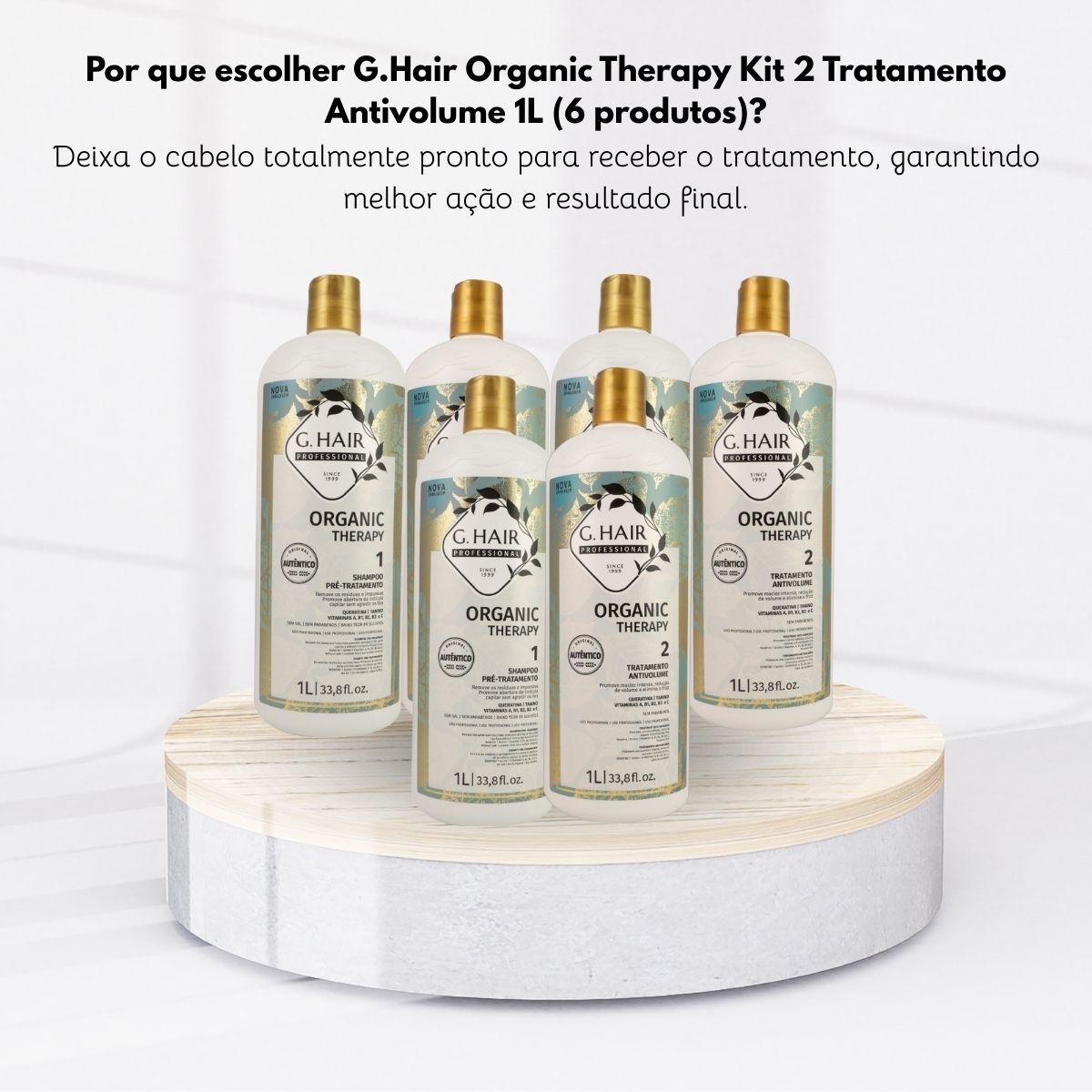 Kit G.Hair Organic Therapy 3 Tratamento Progressiva Antivolume 1 Litro