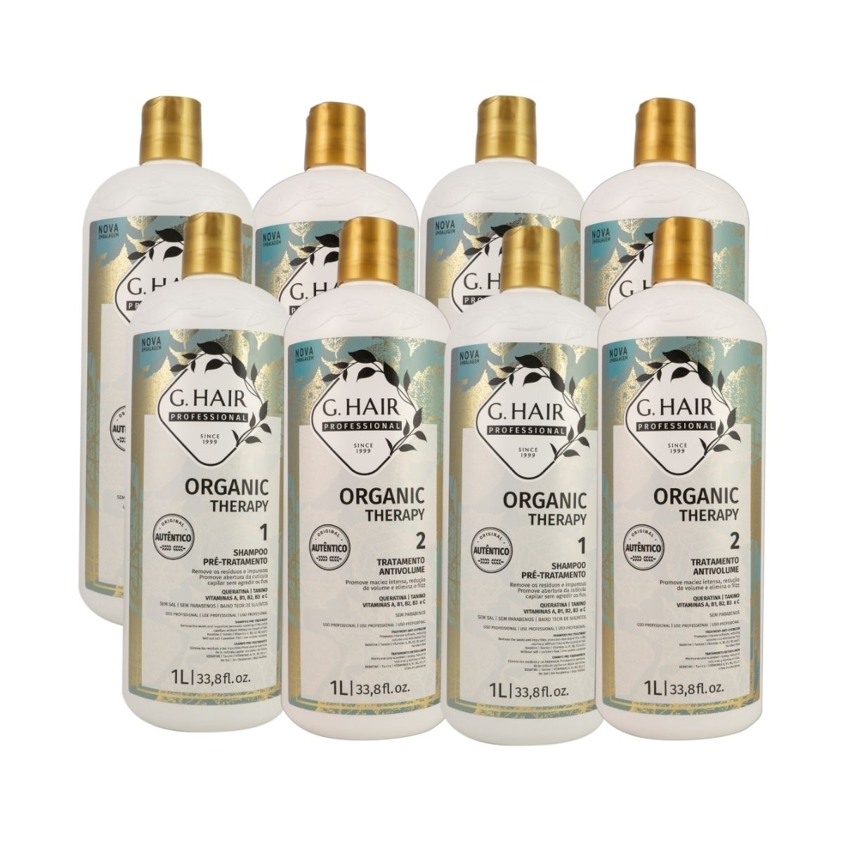 Kit G.Hair Organic Therapy 4 Tratamento Progressiva Antivolume 1 Litro