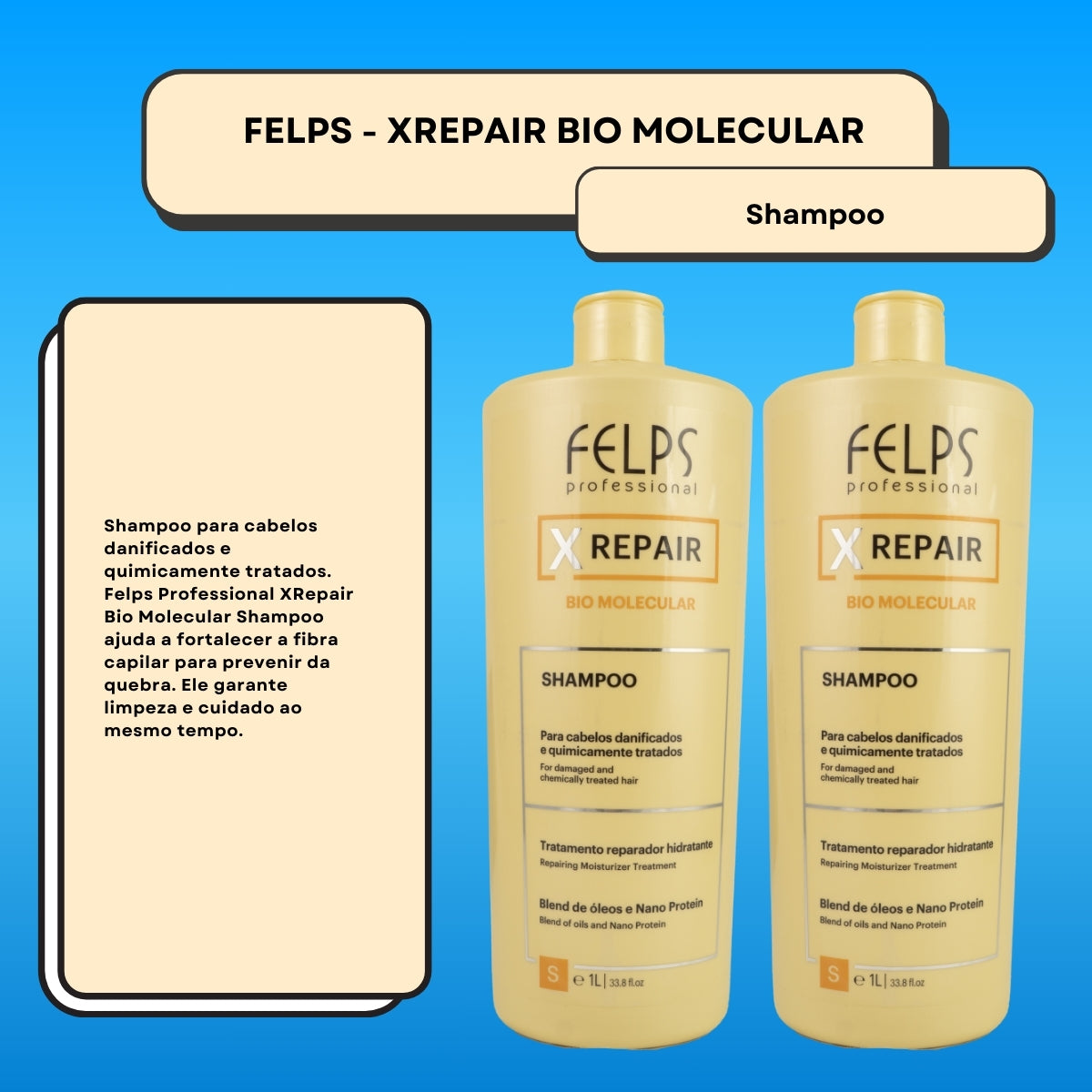 Kit Felps X Repair Bio Molecular 2 Shampoo 1 Litro