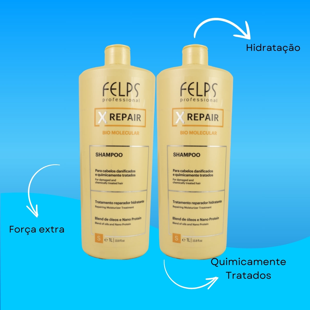 Kit Felps X Repair Bio Molecular 2 Shampoo 1 Litro