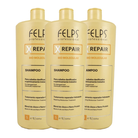Kit Felps X Repair Bio Molecular 3 Shampoo 1 Litro
