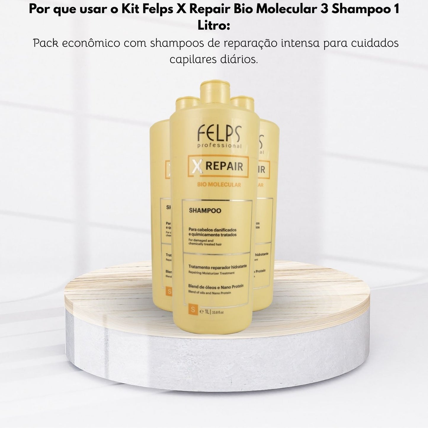 Kit Felps X Repair Bio Molecular 3 Shampoo 1 Litro