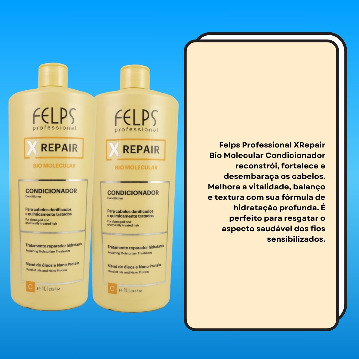 Kit Felps X Repair Bio Molecular 2 Condicionador 1 Litro