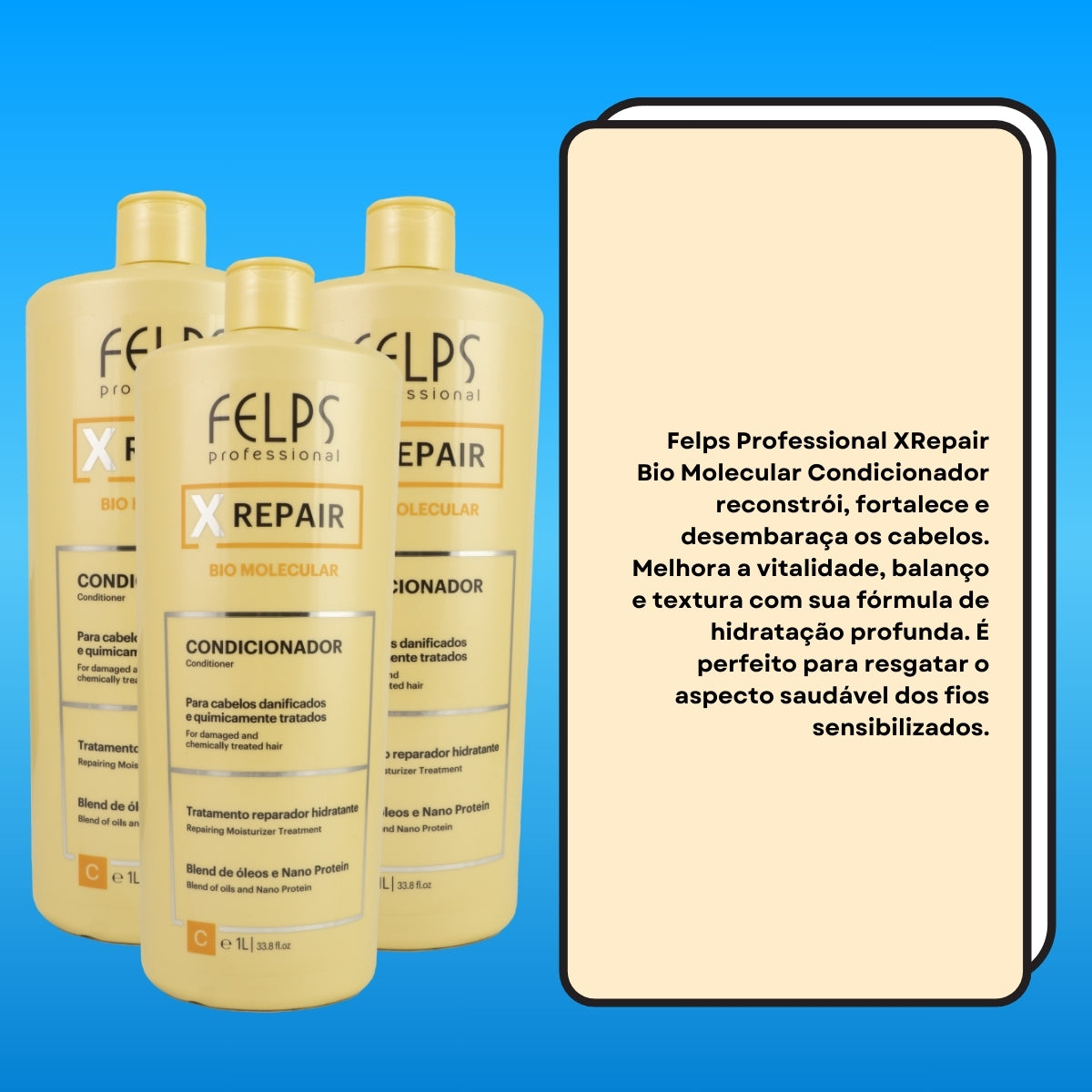 Kit Felps X Repair Bio Molecular 3 Condicionador 1 Litro
