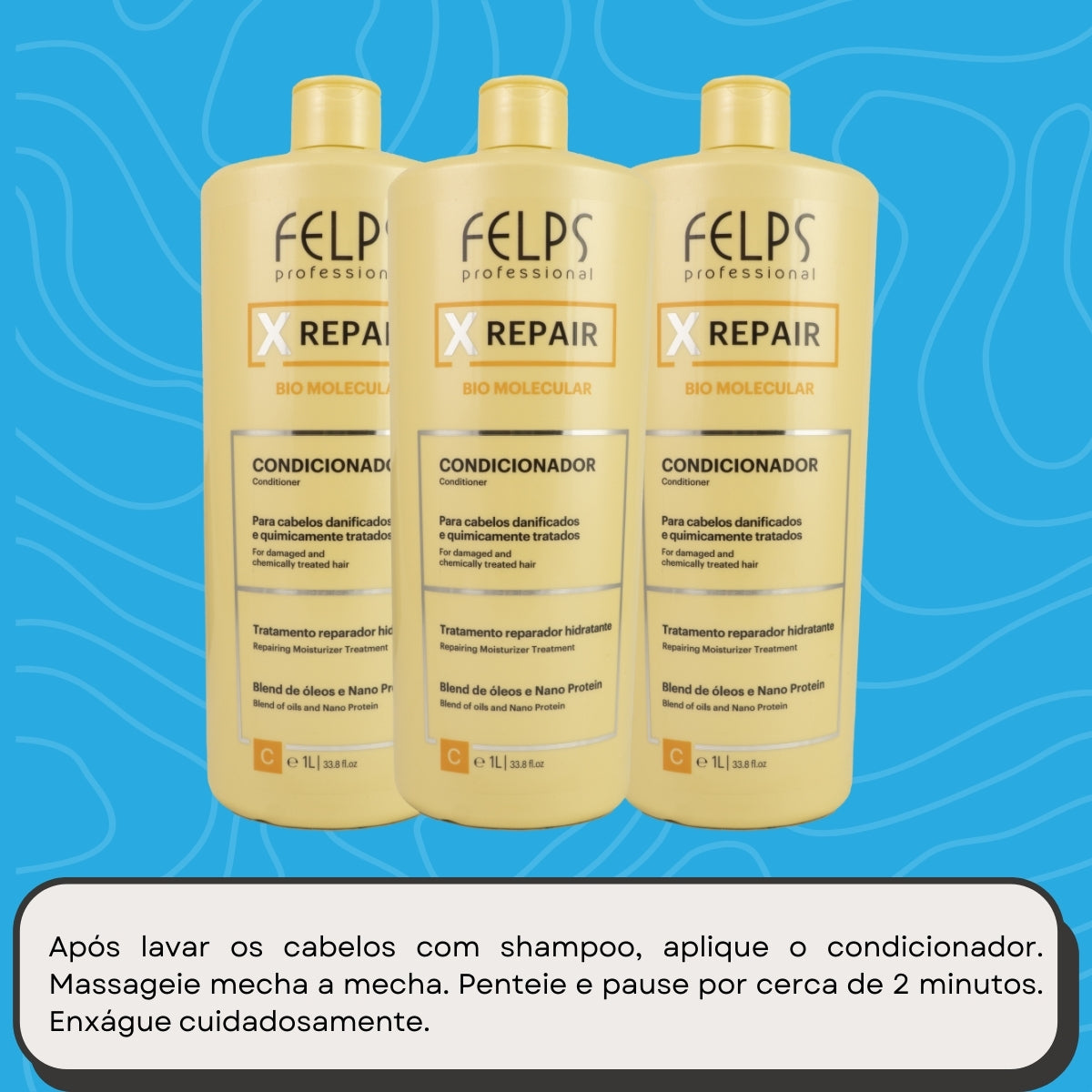 Kit Felps X Repair Bio Molecular 3 Condicionador 1 Litro