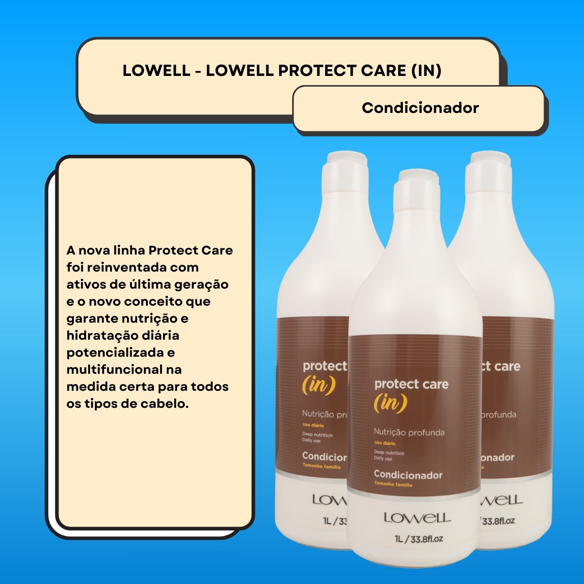 Kit Lowell Protect Care (in) Nutrição 3 Condicionador 1 Litro