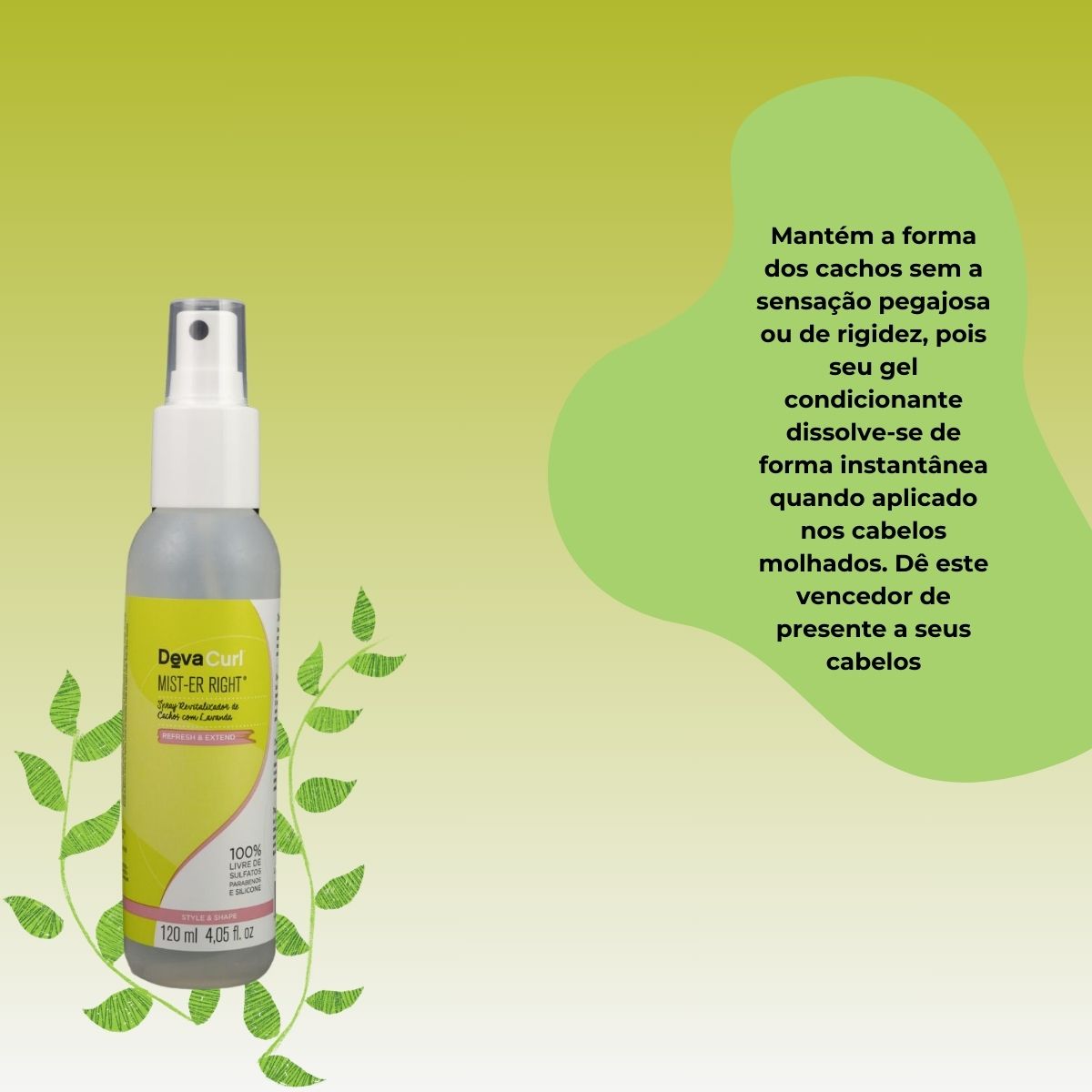 Spray DevaCurl Mist-Er Right Revitalizador de Cachos para Cabelo Cacheado 120 ml