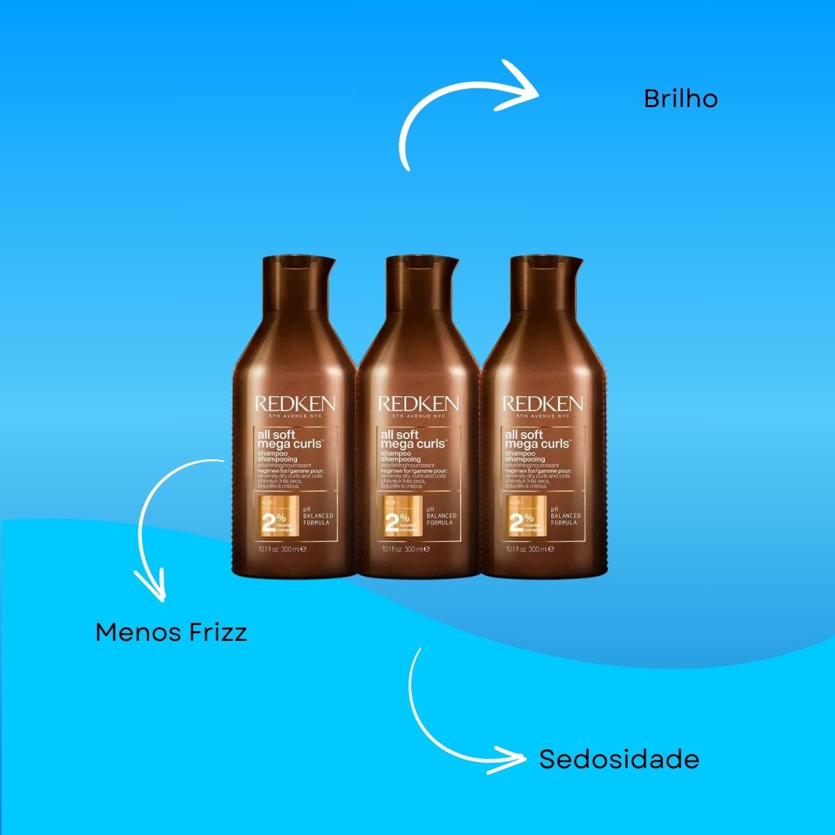 Kit Redken All Soft Mega Curls 3 Shampoo 300 ml