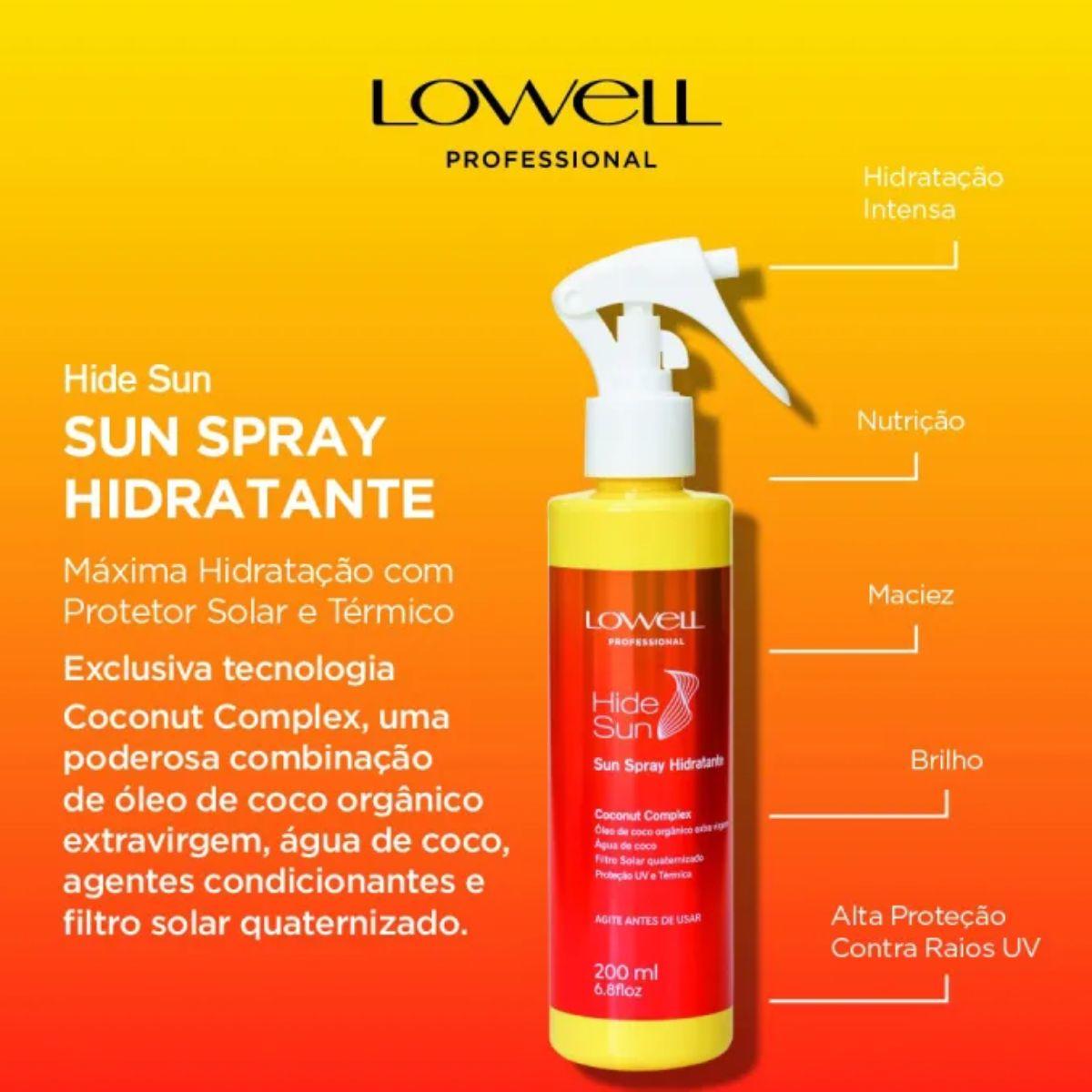 Leave-in Lowell Hide Sun Spray Hidratante 200 ml