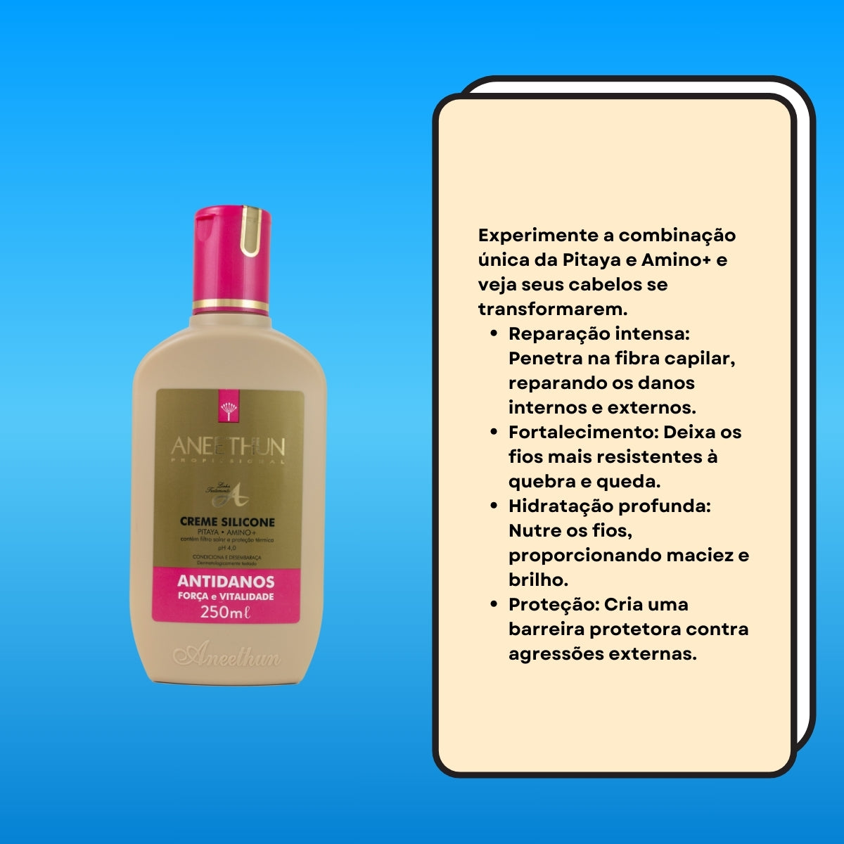 Creme de Pentear Aneethun Linha A Creme de Silicone Antidanos 250 ml