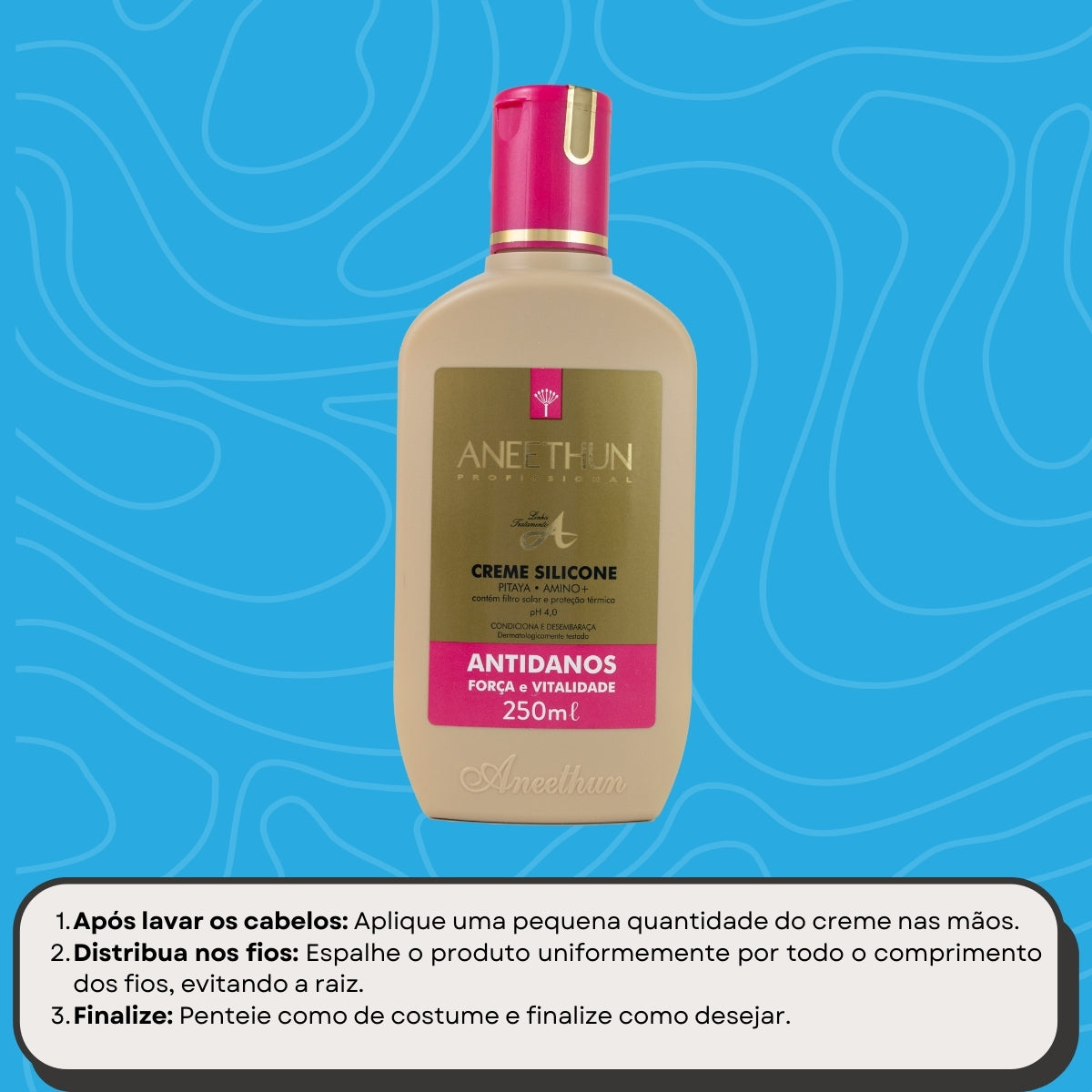 Creme de Pentear Aneethun Linha A Creme de Silicone Antidanos 250 ml