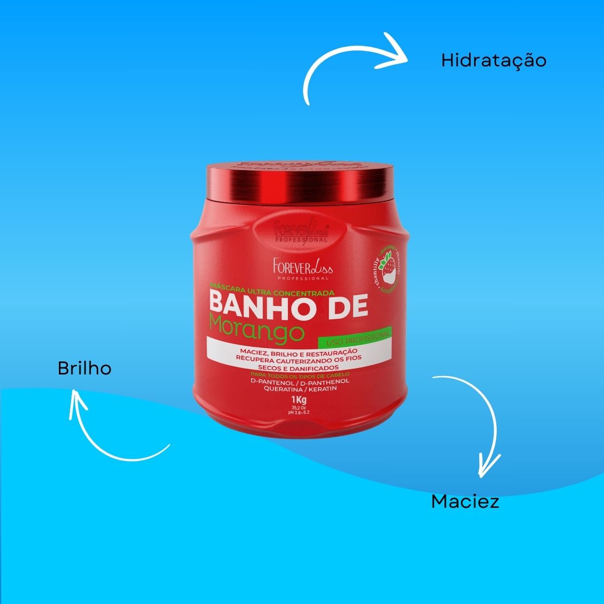 Máscara Forever Liss Banho de Morango 1000 g