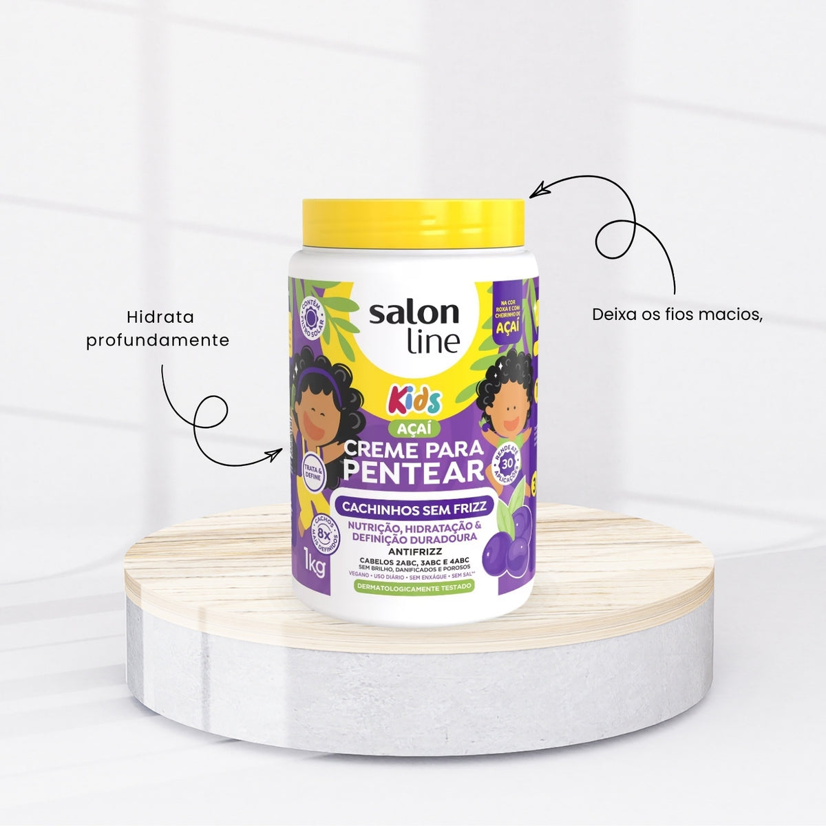 Creme de Pentear Salon Line Kids Açai Cachinhos Sem Frizz Creme 1 Litro