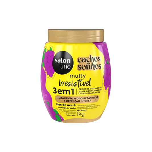 Creme de Pentear Salon Line Cachos dos Sonhos Irresistivel 3em1 Uva Creme para Cabelo Cacheado 1 Kg