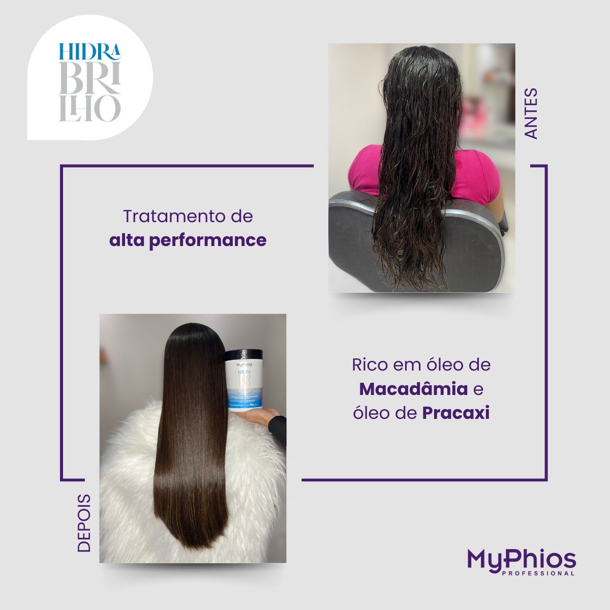 Máscara MyPhios Hidra Brilho Máscara de Hidratação Capilar 250 g