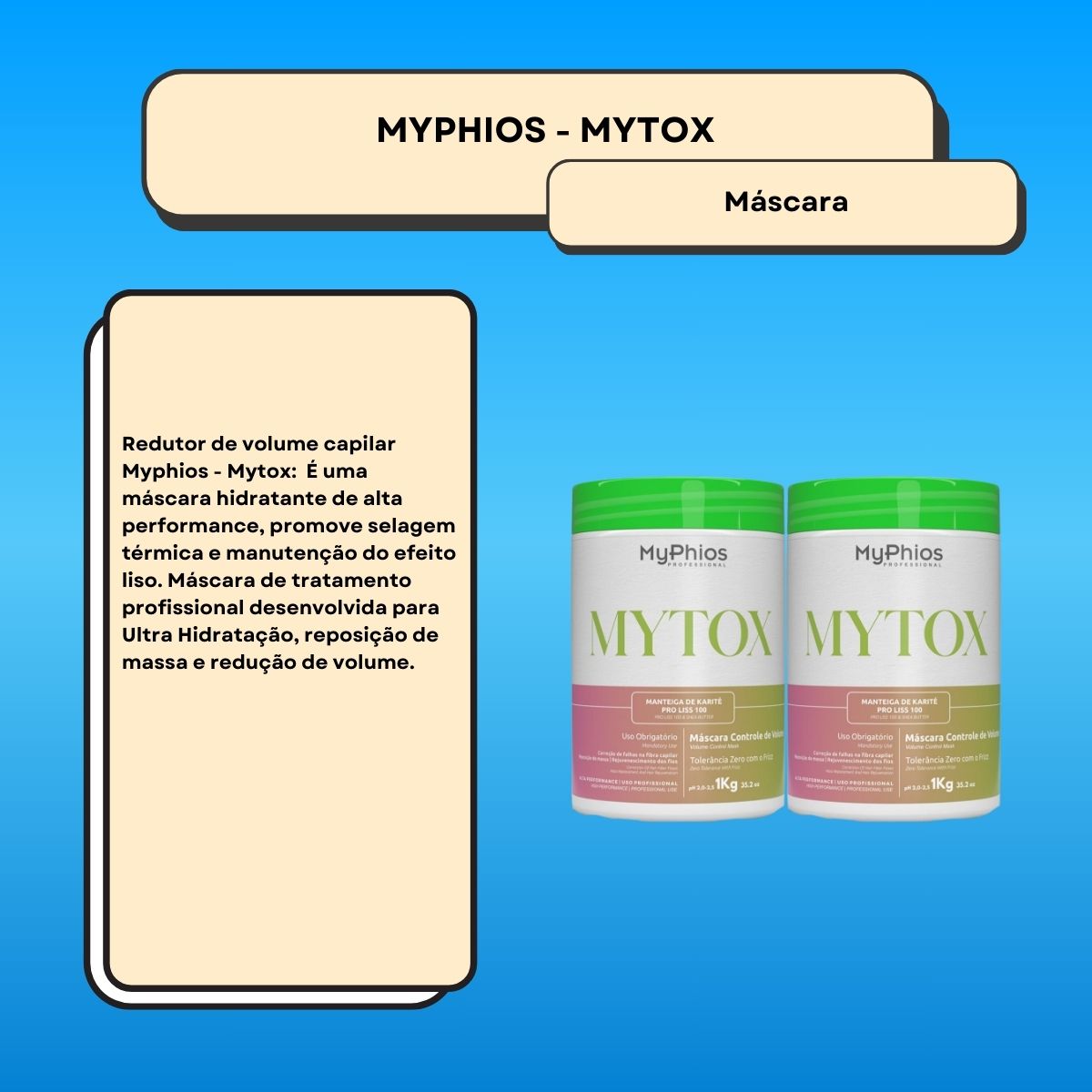 Kit MyPhios Mytox 2 Máscara Controle de Volume 1 Kg