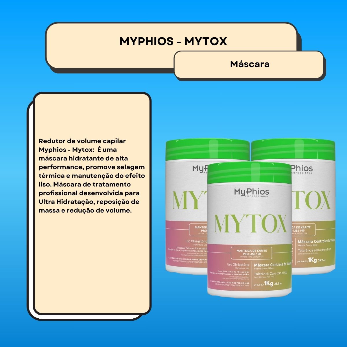 Kit MyPhios Mytox 3 Máscara Controle de Volume 1 Kg
