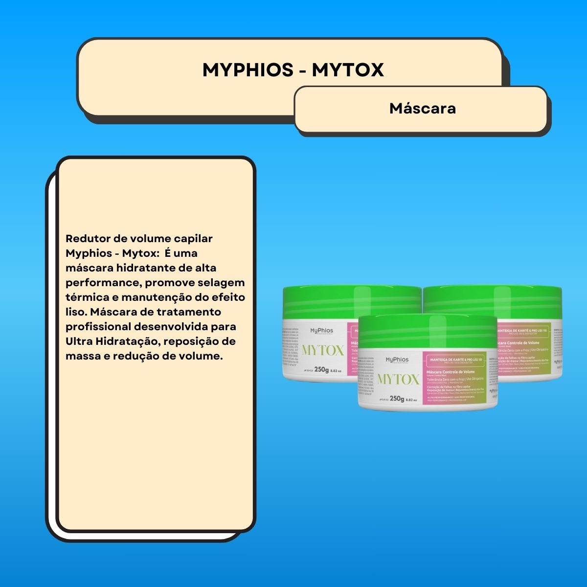 Kit MyPhios Mytox 3 Máscara Controle de Volume 250 g