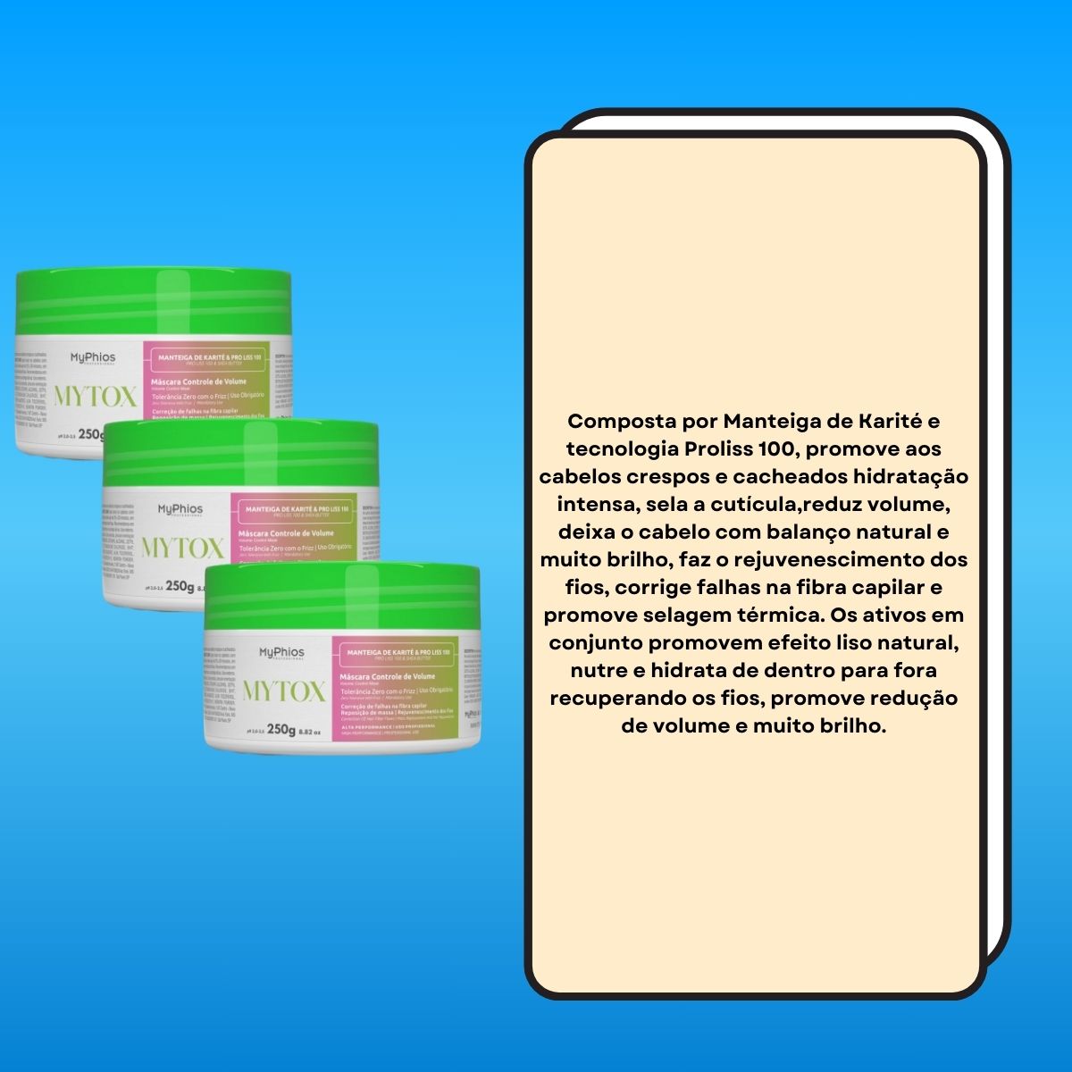 Kit MyPhios Mytox 3 Máscara Controle de Volume 250 g