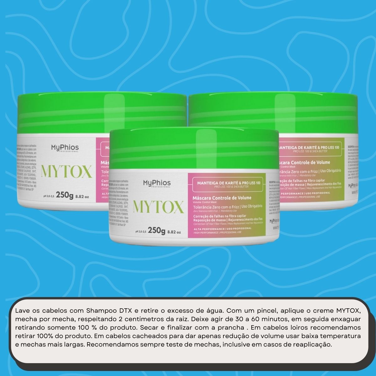 Kit MyPhios Mytox 3 Máscara Controle de Volume 250 g
